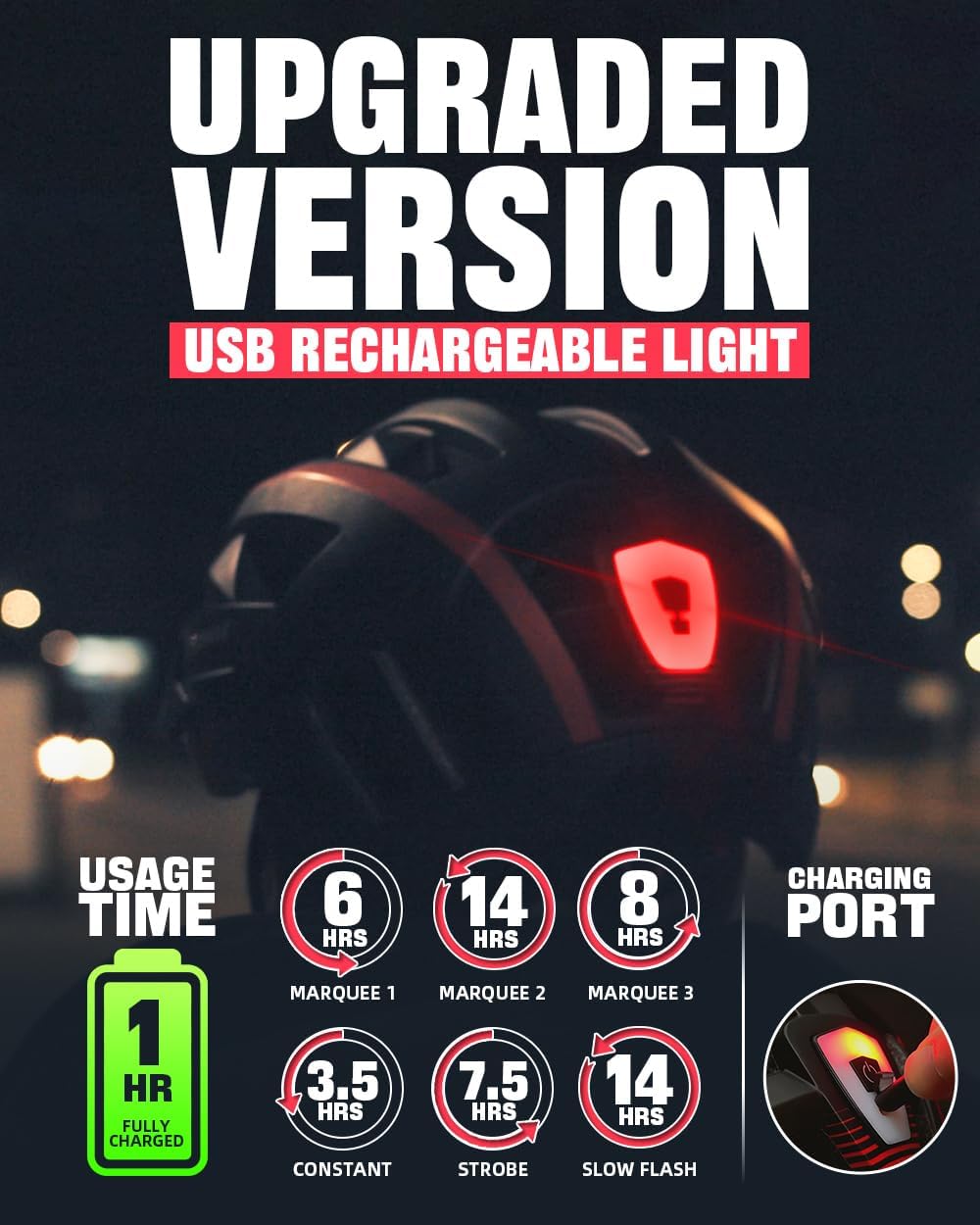 VICTGOAL Bike Helmet with USB Rechargeable Rear Light Detachable Magnetic Goggles Removable Sun Visor Mountain & Road Bicycle Helmets for Men Women Adult Cycling Helmets - Image 4