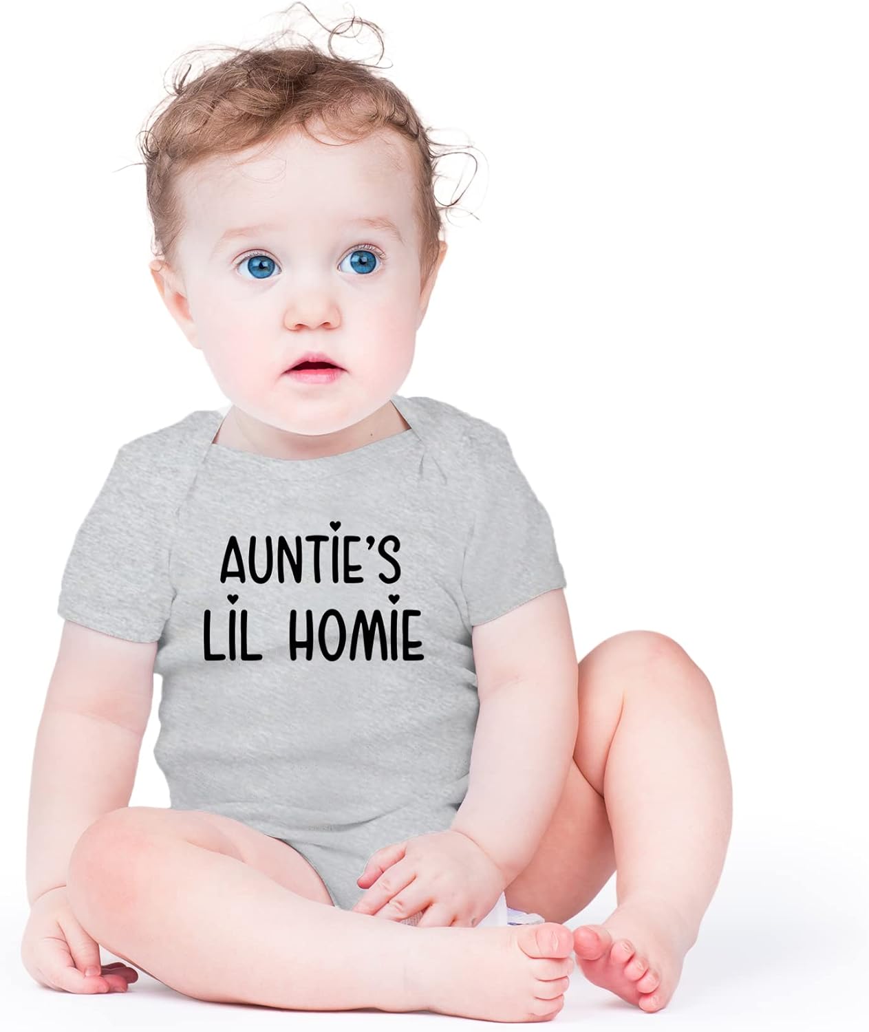 AW Fashions Auntie's Lil Homie Baby Bodysuit Funny Adorable Cute Newborn Announcement Outfit Boys Girls - Image 2