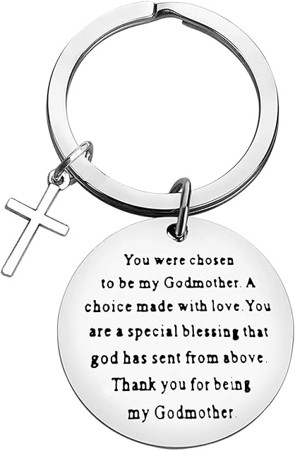 Mother's Day Gifts Godmother Keychain Gifts Baptism Gifts for Godmother Keychain Godmother Jewelry from Goddaughter Godson Birthday Christening Christmas for Godmother Keyring