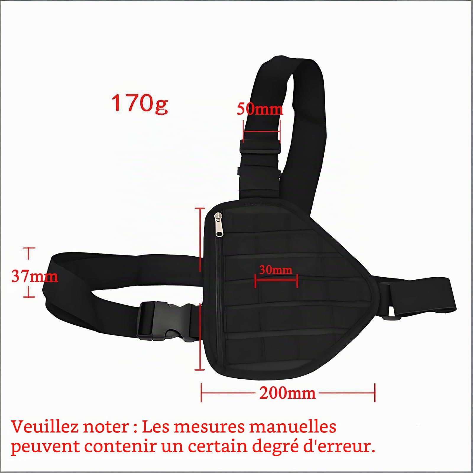 Pochette Molle Universelle, Support en Nylon avec Système Molle, Sac de Poitrine Molle pour Extérieur, Militaire, Équipement de Randonnée