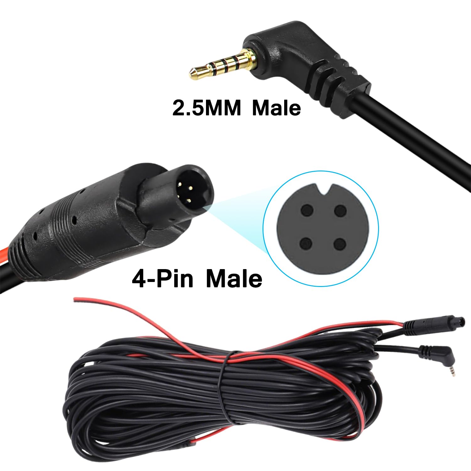 Câble Rallonge 10m Pour Caméra De Recul DVR - 4 Broches Vers 2,5mm, Pour Camion, Camping-Car, Bus