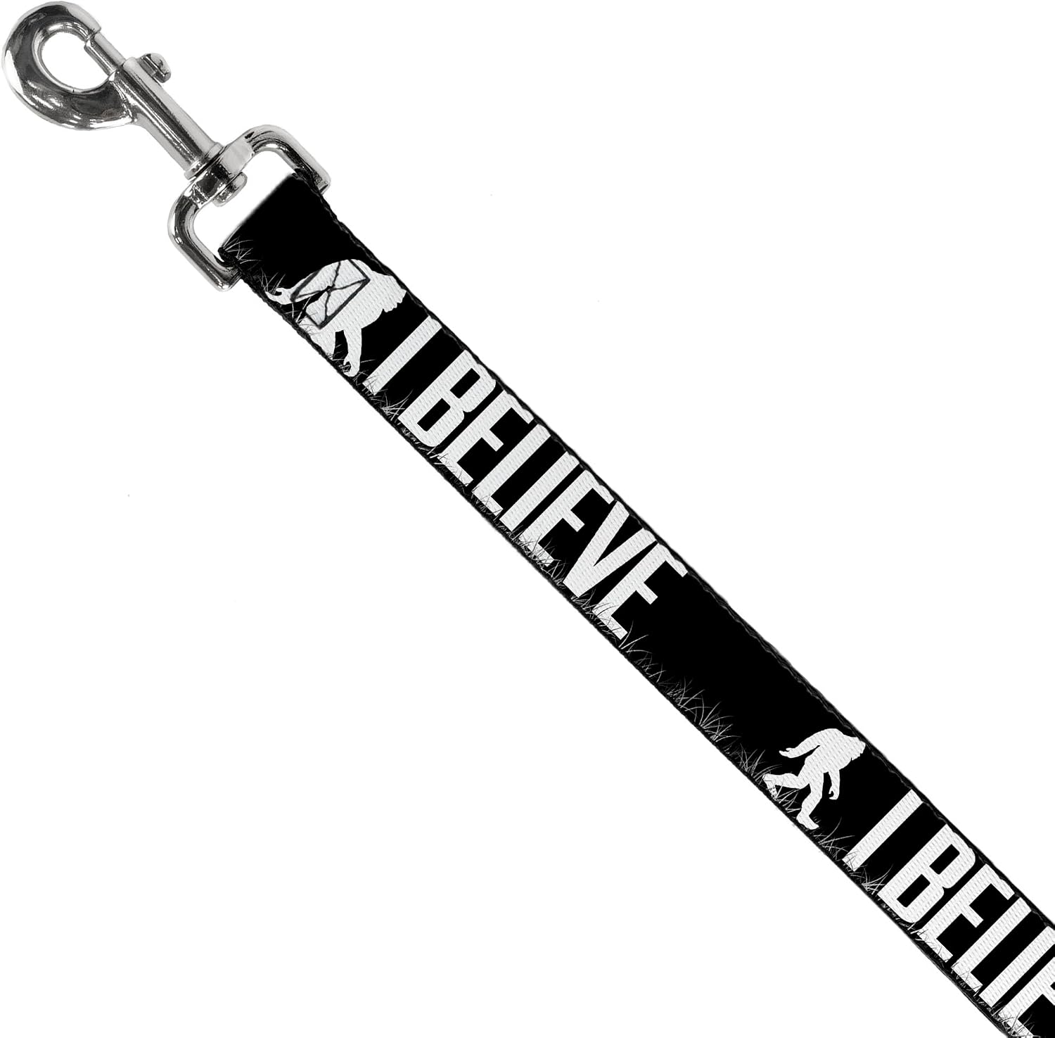 Dog Leash Bigfoot Silhouette I Believe Black Gray White 4 Feet Long 1.5 Inch Wide