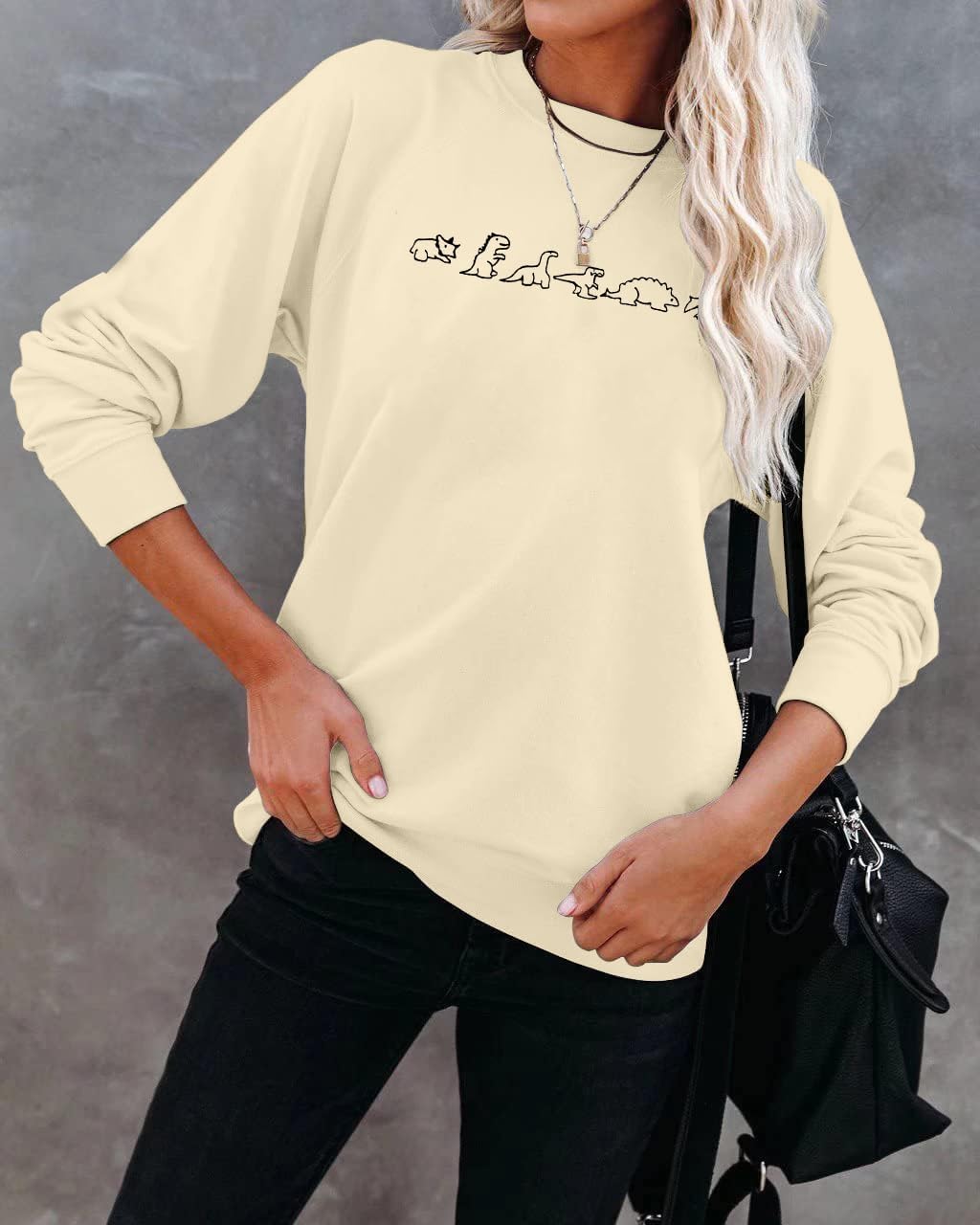 MOUSYA Dinosaur Sweatshirt Women Dinosaur Evolution Sweatshirt Jurassic Animal Shirt Mama Graphic Print Long Sleeve Shirt - Image 3