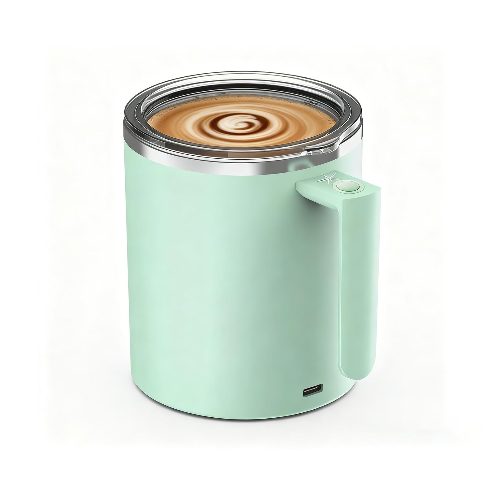 Auto Magnetic Mug, Taza Auto de Agitación Eléctrico Mezclando Taza Reutilizable Batidora Taza for Café/Leche/Té/Chocolate Caliente (D-Verde)