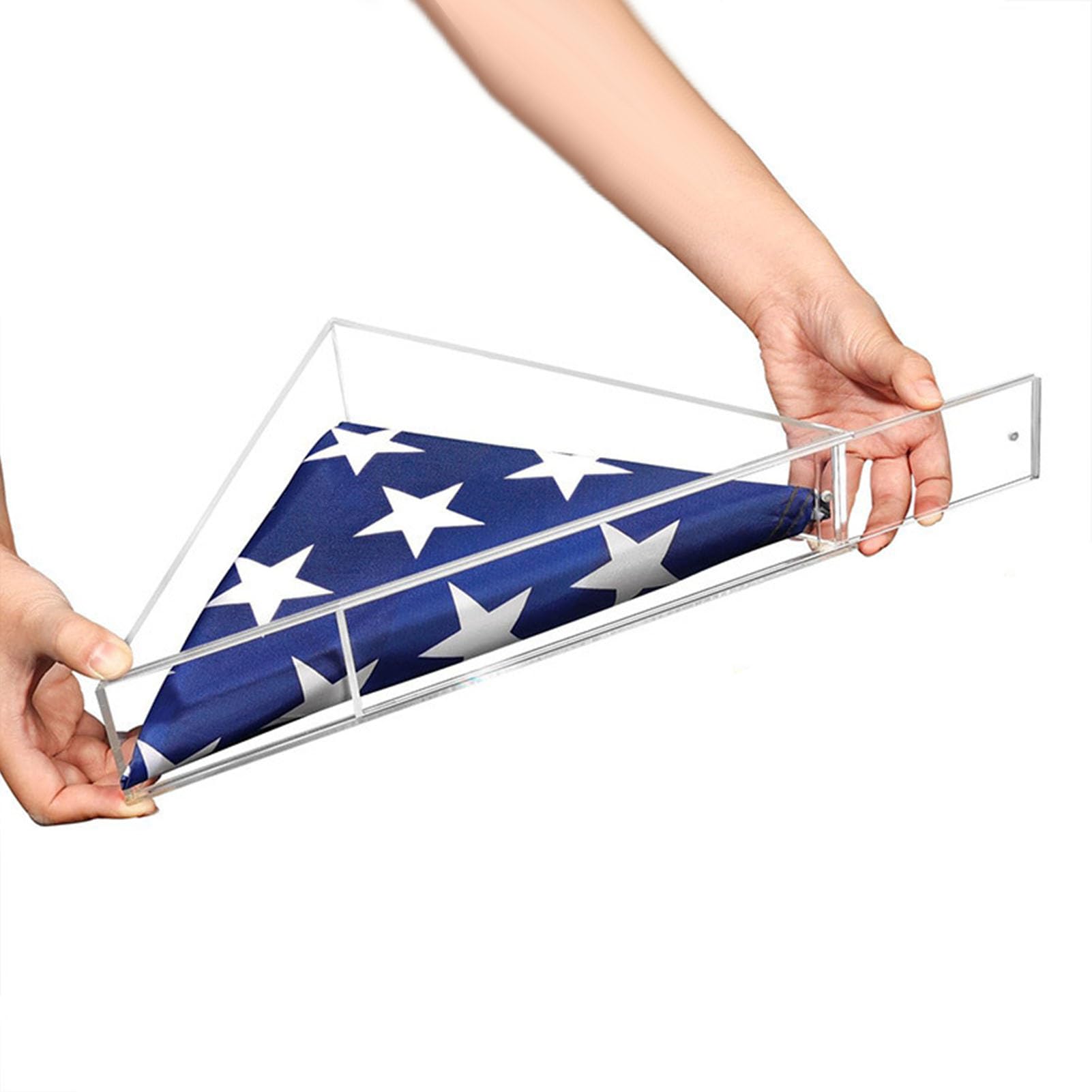 Begrafeniskist vlag helder acryl vitrine militaire verterans gedenkteken 5' x 9,6' driehoekig gevouwen vlag muurbevestiging - België