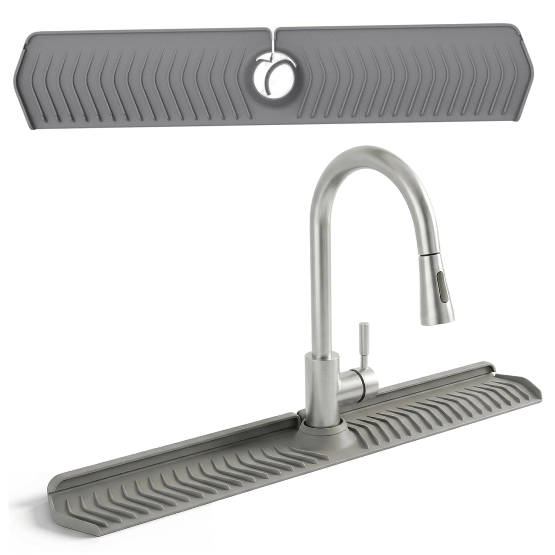 Licsaliwe Grey Silicone Sink Splash Guard, 30 Inch Foldable Mat - Adjustable Lock Guard For Kitchen Behind Faucet, Counter Protection(Grey)