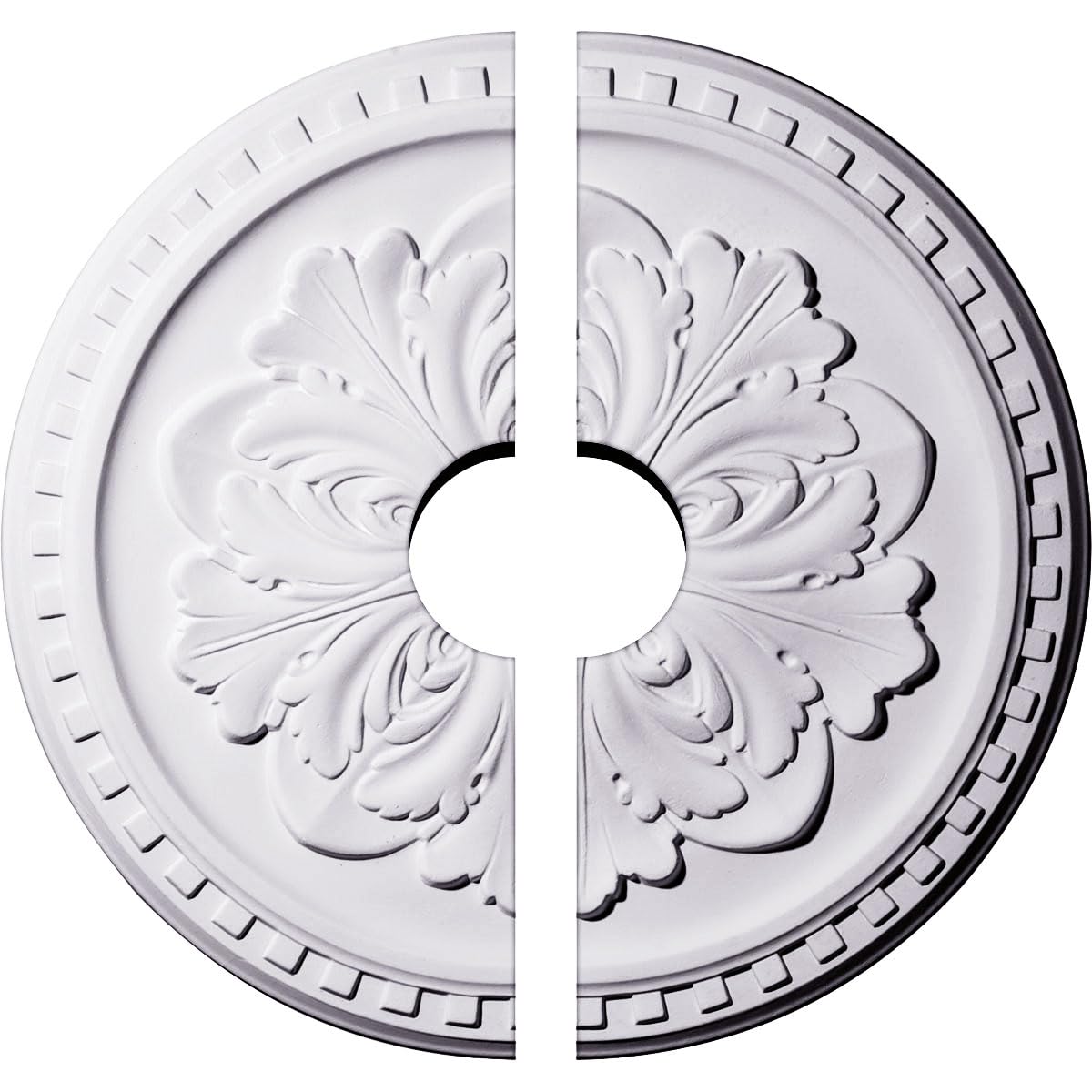 Médaillon de plafond blanc Emeryville Ekena pour sublimer le lustre du salon