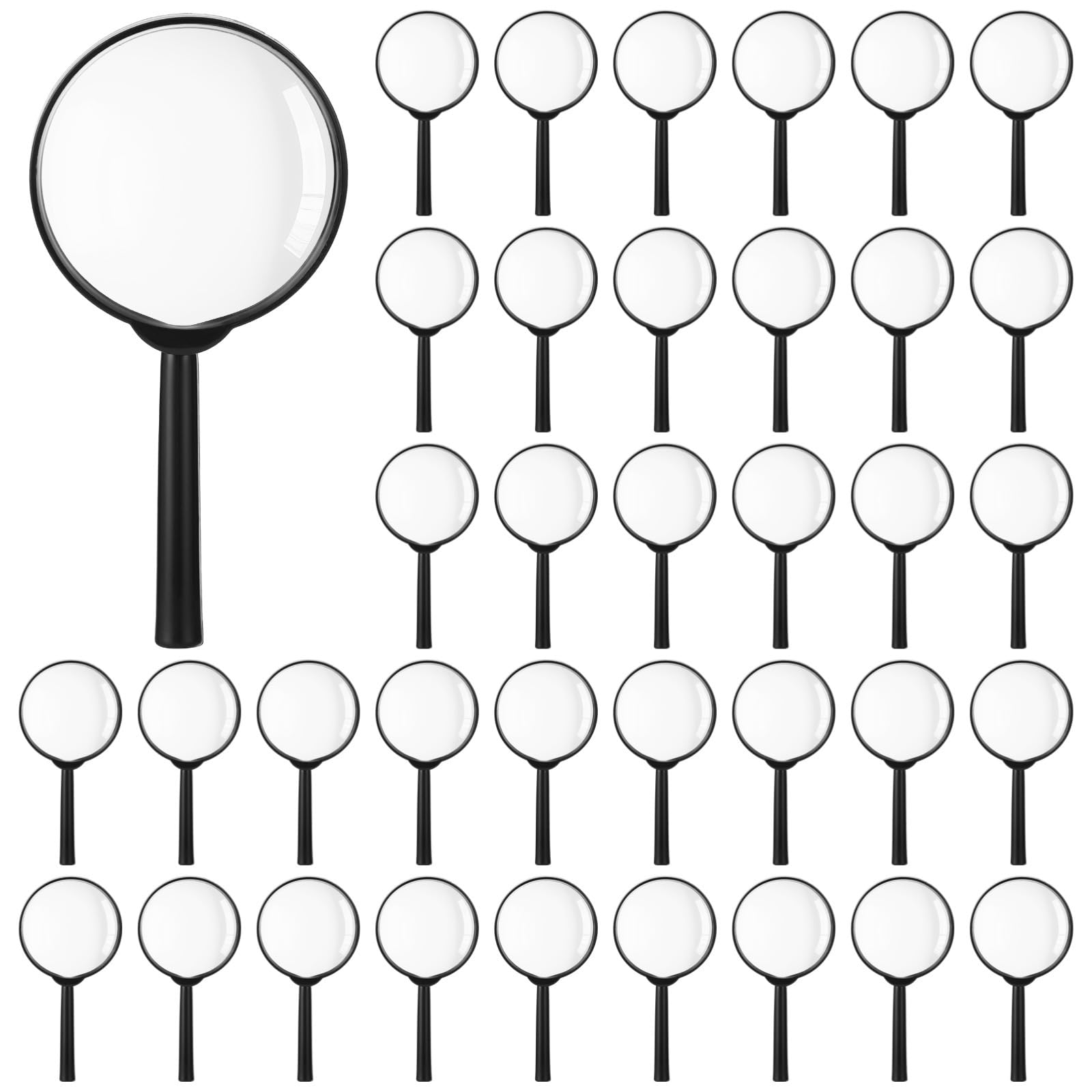 Juego de 48 lupas de mano de 60 mm de alta transmitancia, lupa de lectura con 2 opciones de 3.8 x 4.5 x 5.5 x, lupa manual ligera para una visualización de detalles finos