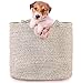 Large Cotton Rope Basket 13"x13"x13.8" Soft and Safe for Kid's Room Laundry Hamper Storage Organizing Bag for Baby Clothes and Blankets, Kids Toys. Light Brown Nursery Woven Bin Home Decor Baskets.