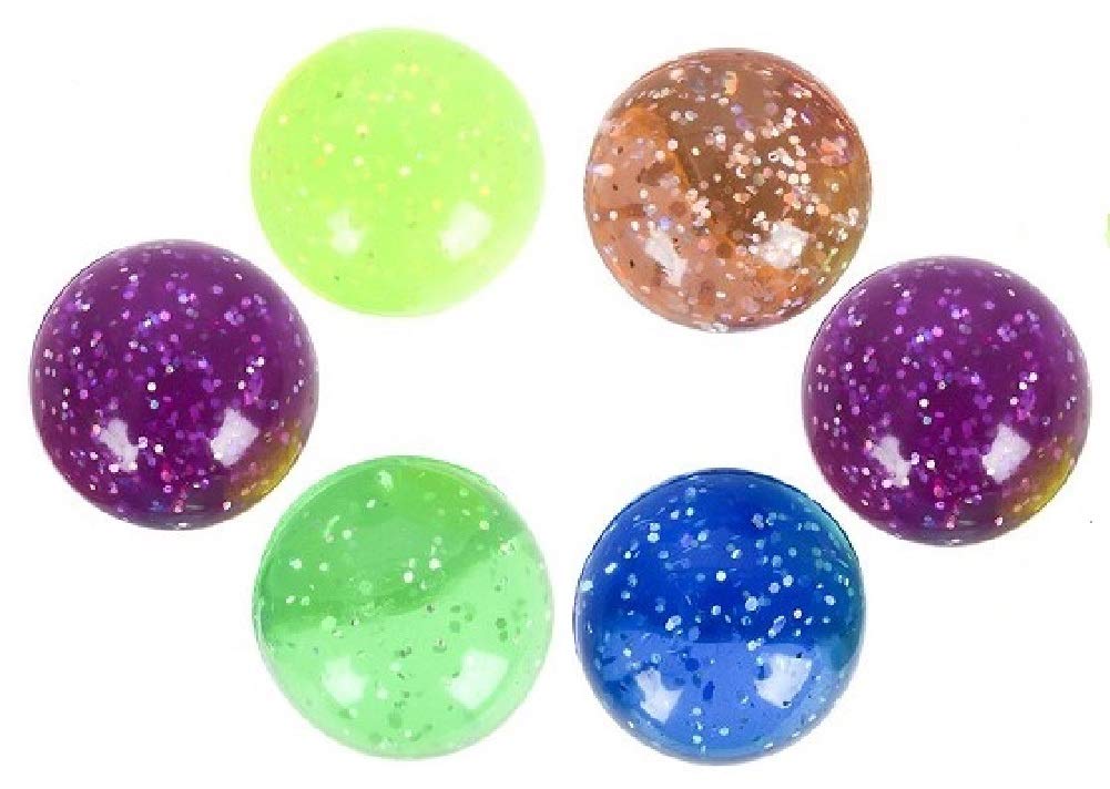 1.75 Inch Colorful Sparkly Glitter Bouncing Balls 6 Pack
