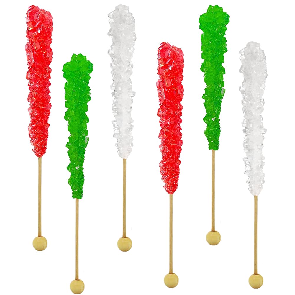 Christmas Rock Candy Lollipops, Pops Candy Suckers, Color and Flavor Assortment, Individually Wrapped (24-Pack)