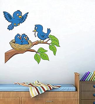 Decals Design 'Birds Feeding' Wall Sticker (PVC Vinyl, 70 cm x 50 cm),Multicolour - image, photos