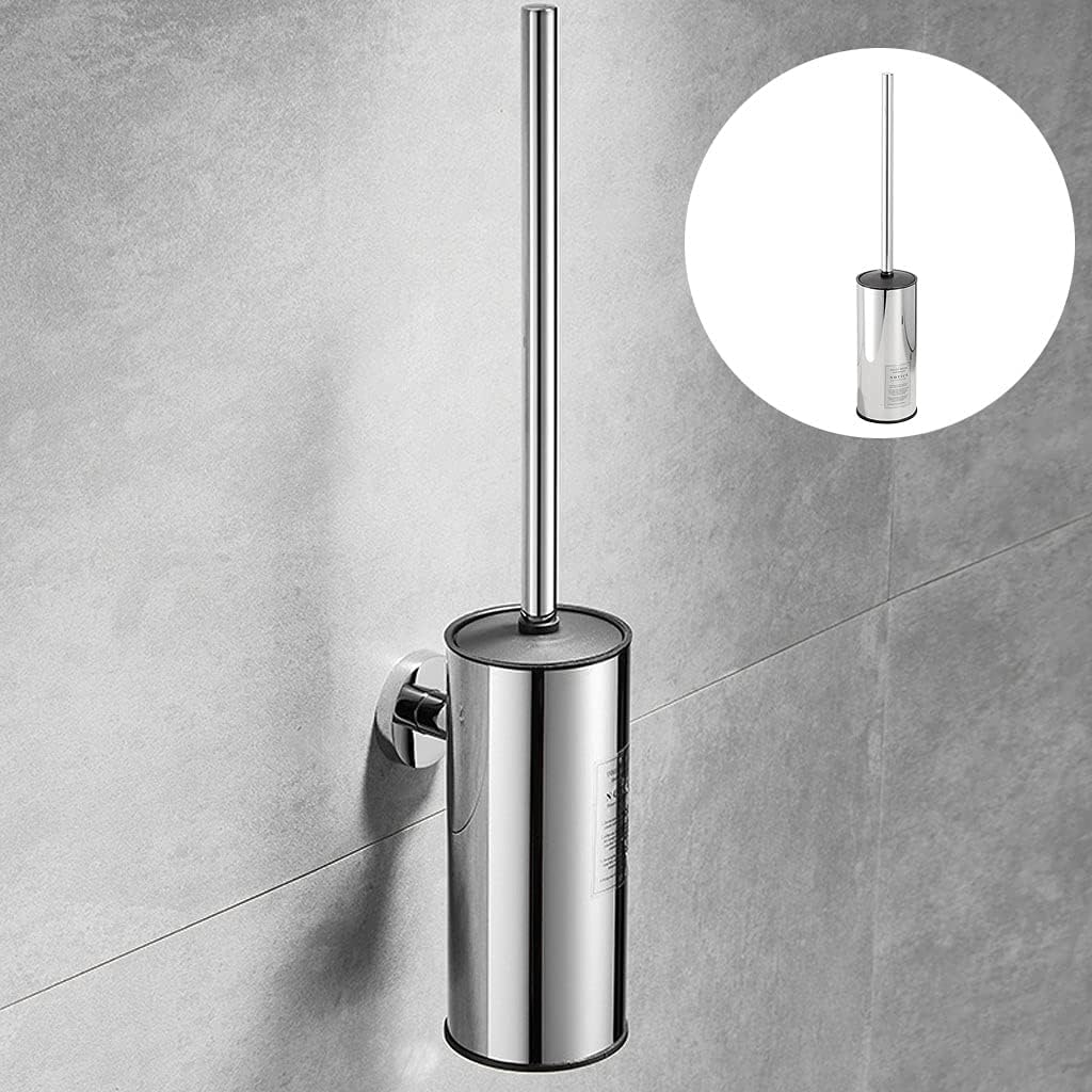 Floor/Wall Mounted Toilet Brush Bathroom Stainless Steel Toilet Brush Rustproof Light Luxury
