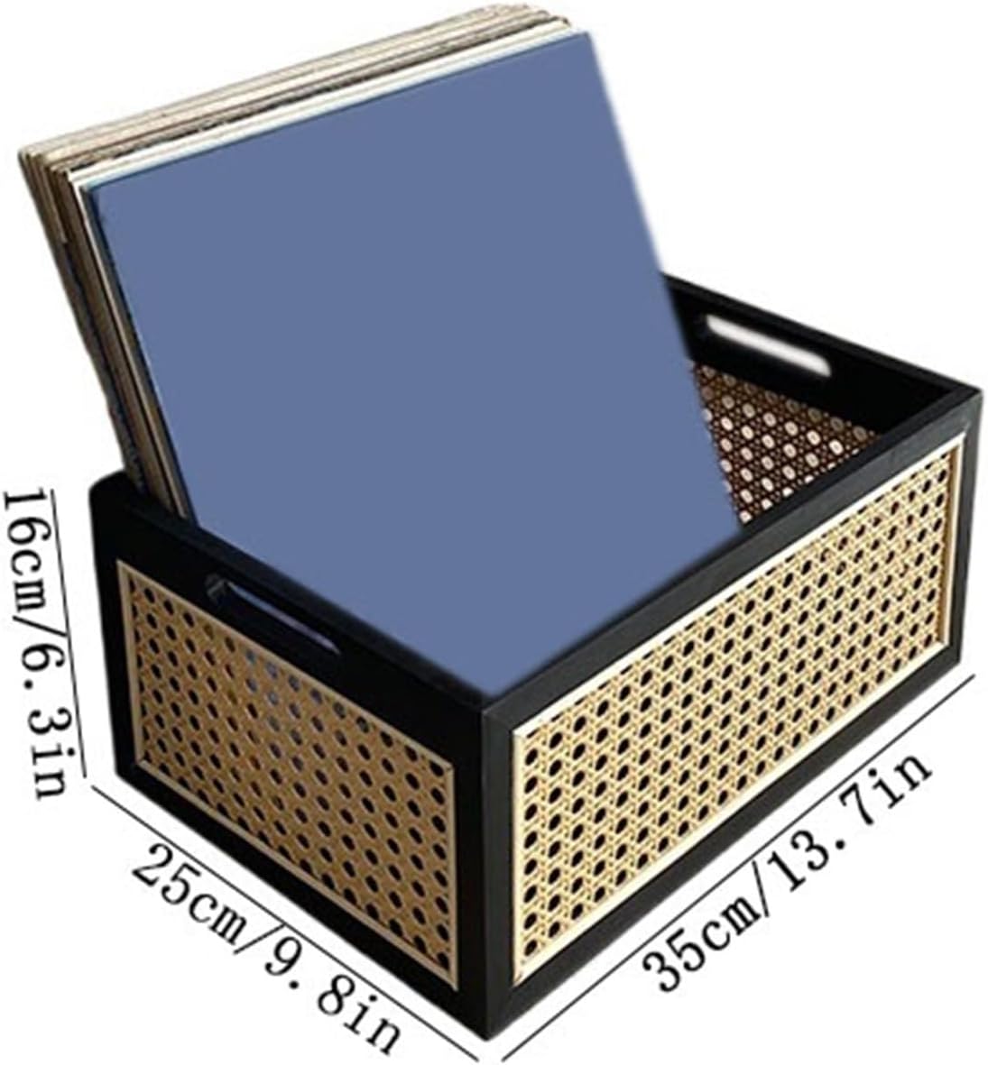 Record Holder Vinyl Record Box Versatile Wooden Woven CD Albums Books Storage Rack Record Display Rack