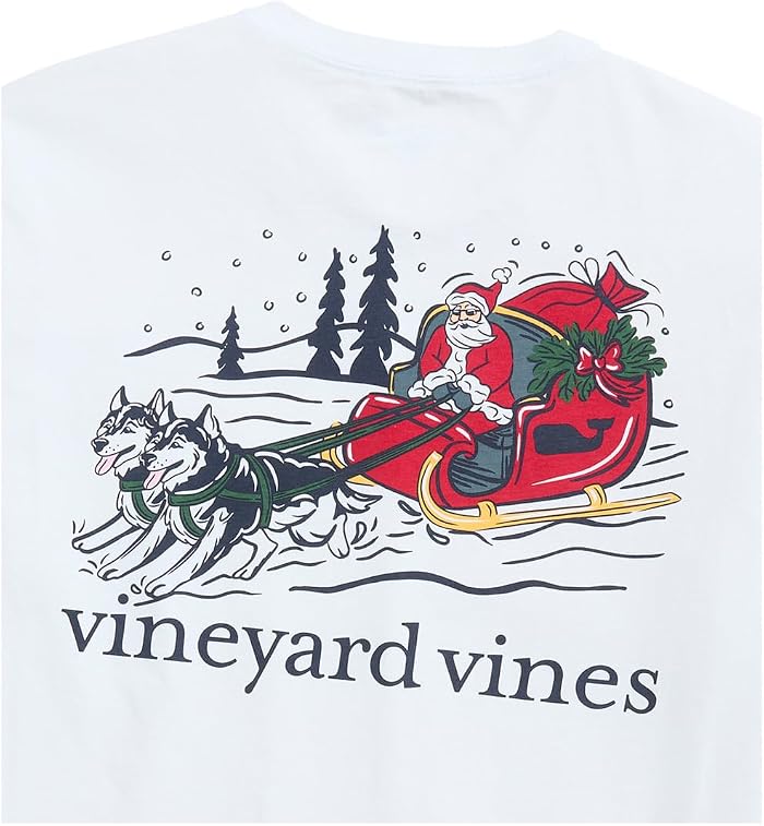 Мужская футболка Vineyard Vines Dog Flying Presents Long Sleeve, цвет: Синий — фото 3