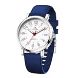 Nurse Watch for Medical Doctor Professionals Student Easy Read Dial with Luminous 24 Hours Red Second Soft Silicone Band 30M Waterproof