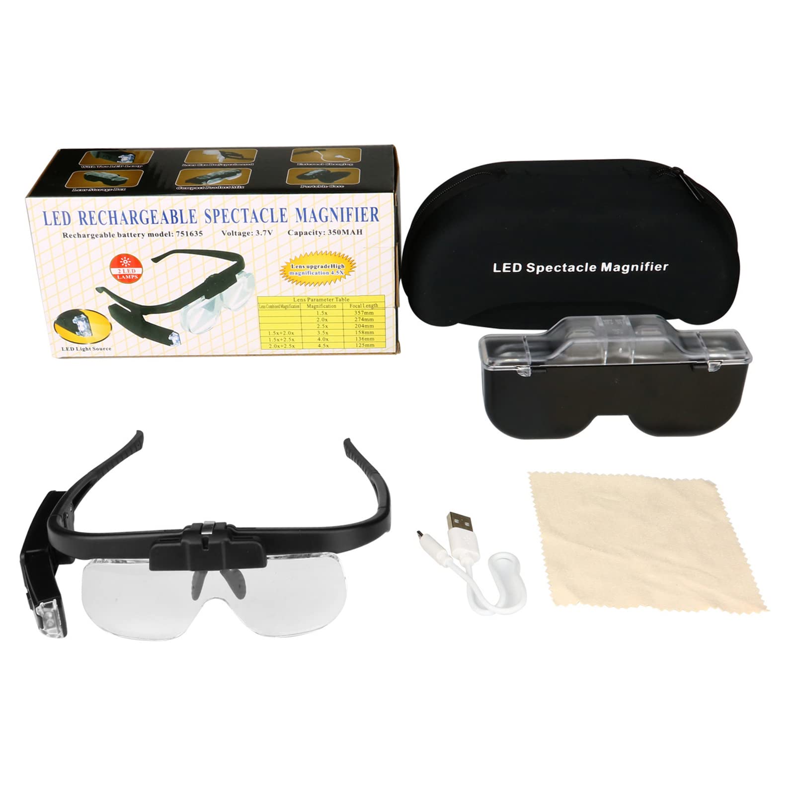 Kopfband-Lupenbrille mit Licht, freihändig beleuchtete Kopfhalterungslupe. Perfekte freihändige Lupe zum Lesen und für Naharbeiten wie Nähen und Handarbeiten Stabilize
