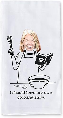 sockprints Toalla de cocina personalizada para aspirantes a chefs de televisión, para mujeres, juego de toallas de cocina divertidas. 100% algodón