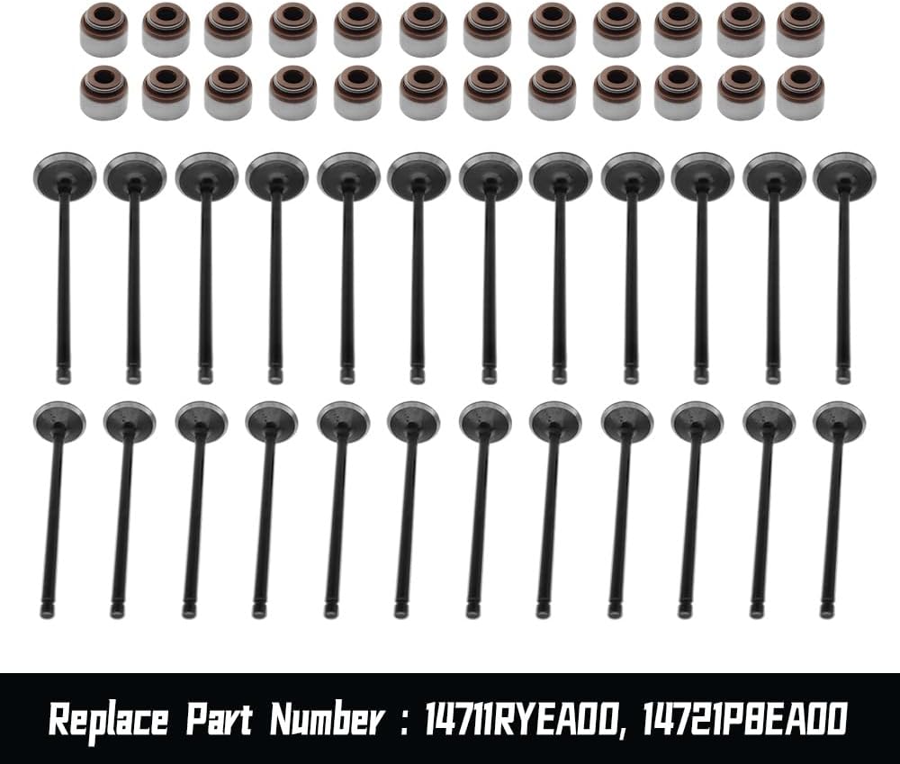 14721P8EA00 Intake Exhaust Valve Set with Seals, Compatible with 2008-2023 Acura MDX Honda Accord Odyssey 3.5L 3.7L, Replaces 14711RYEA00, Pack of 24