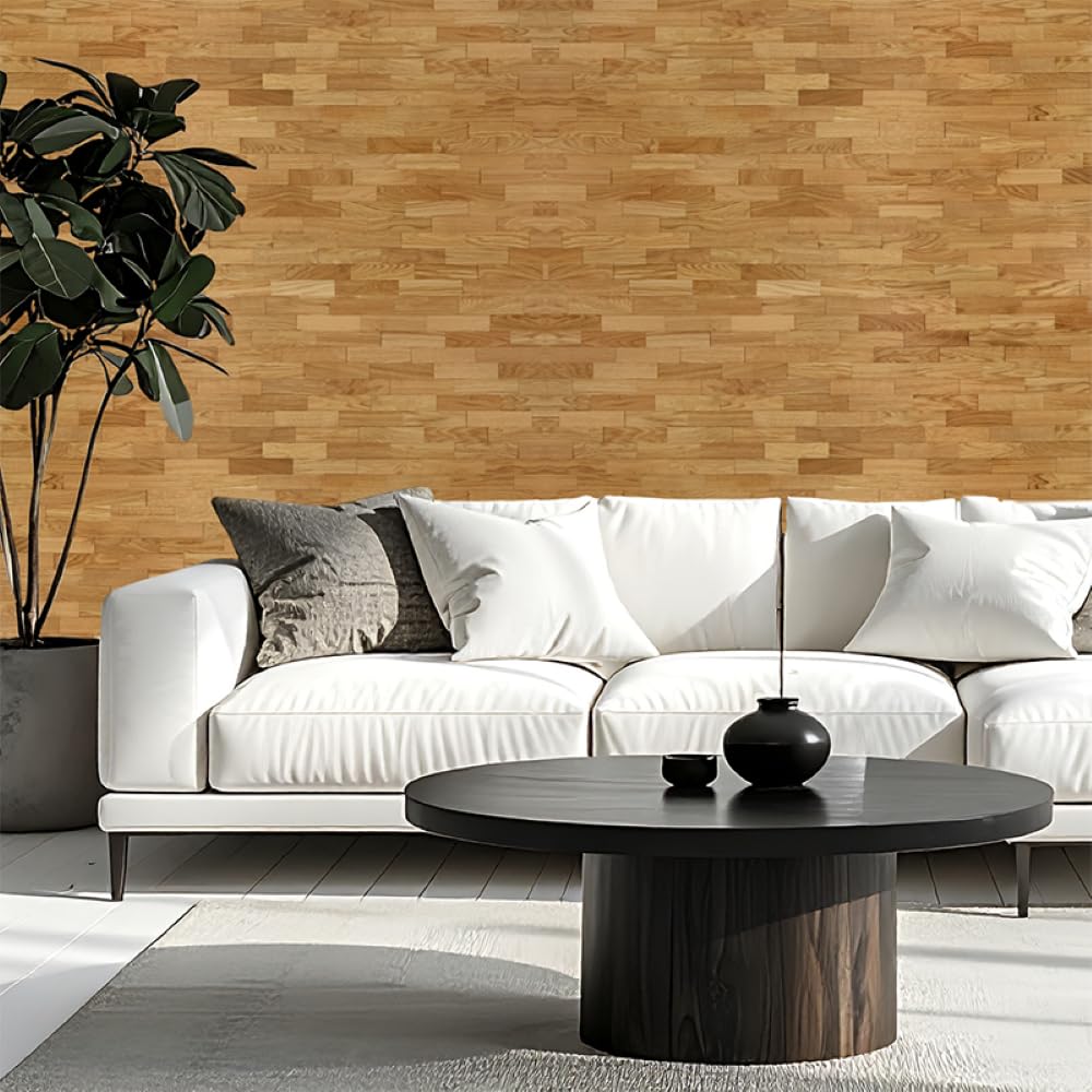 wodewa | Wandverkleidung Holz Eiche Auslese | 1m² 3D Echtholz Wandpaneele 200x50mm | Wohnzimmer TV-Wand Holzwand | Made in Germany | geölt 200