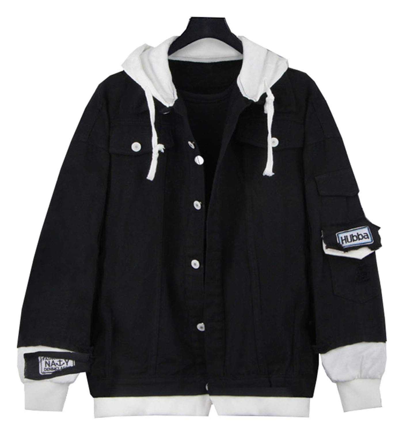 Anime Haikyuu Denim Jacket kurtka dżinsowa damska męska bluza z kapturem, kurtka rekreacyjna cosplay z kapturem, czarny/8, L