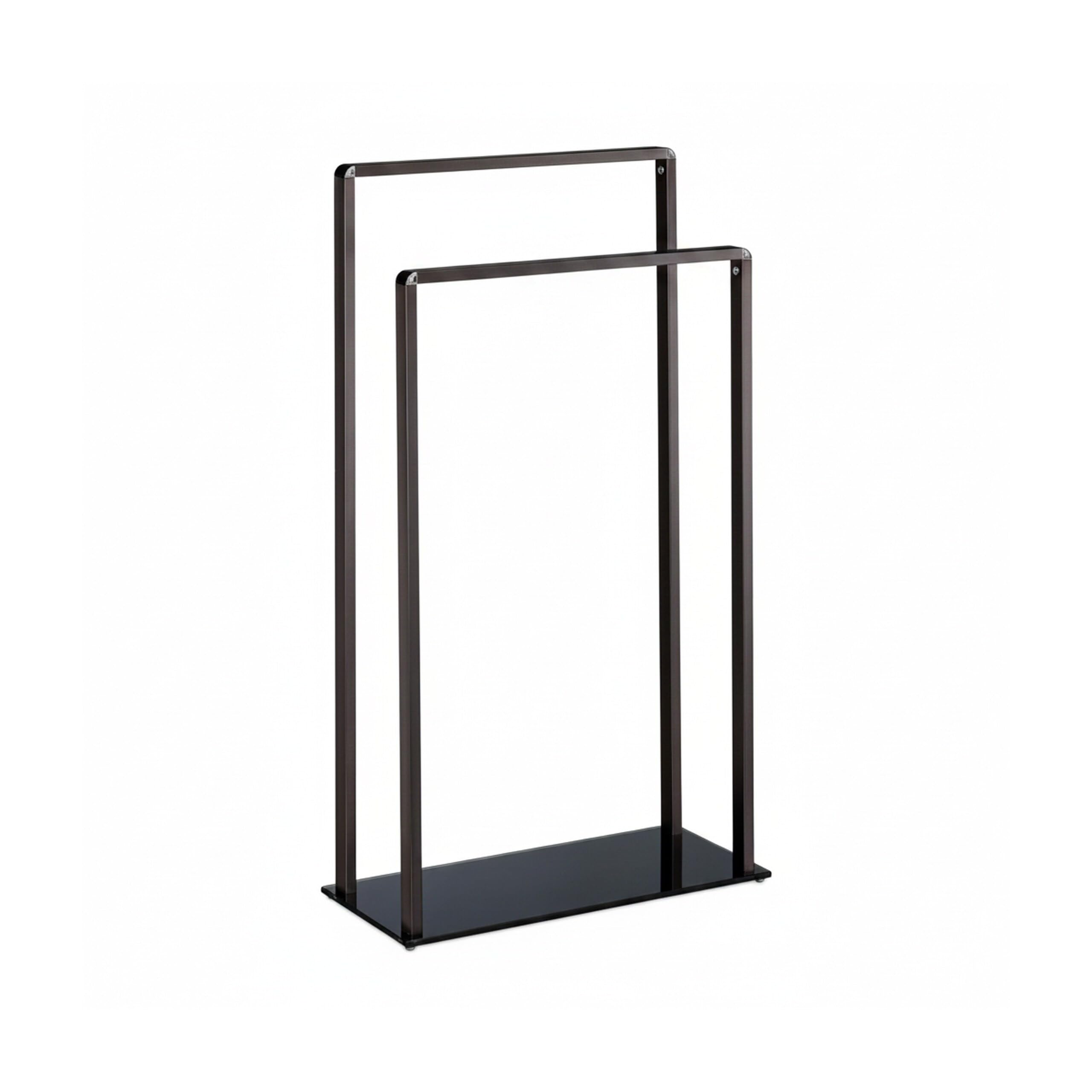 Relaxdays Asciugamani da Terra, Piantana da Bagno a 2 Bracci, Moderno, Porta Salviette, Bronzo/Nero, HxLxP: 80 x 45 x 20 cm