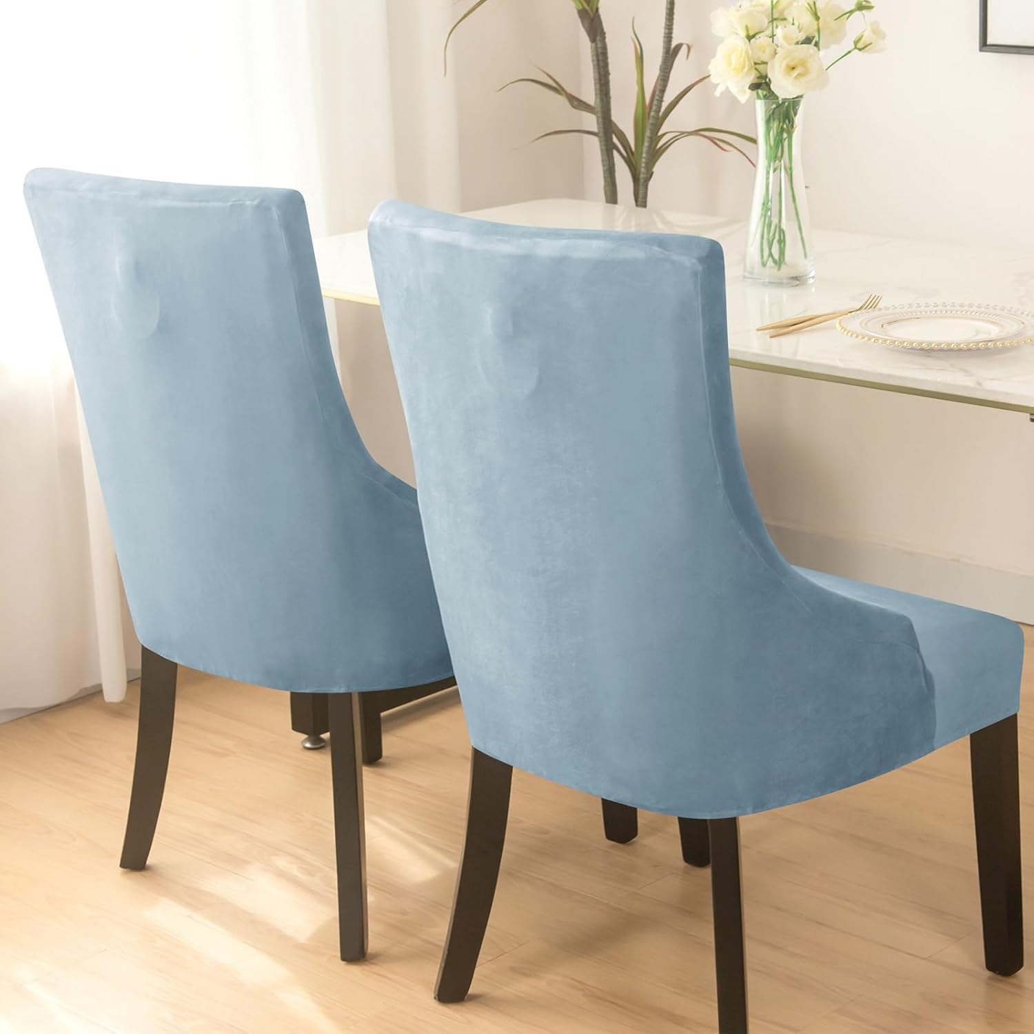 Wingback Side Chair Cover Slipcover Velvet Stretch Arm Chair Protector Accent Chair Cover Slipcover Washable Upholstered Arm Dining Chair Covers for Dining Living Room Banquet Decor
