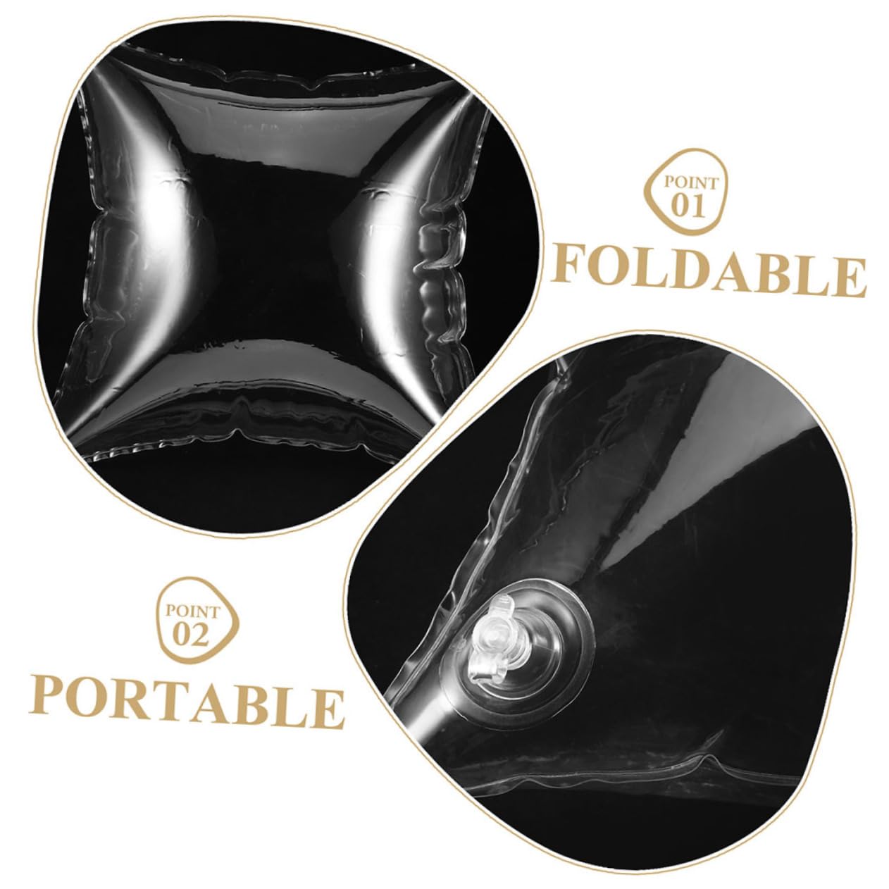 Oreiller de Voyage Gonflable Transparent en PVC, Appui Long Pliable