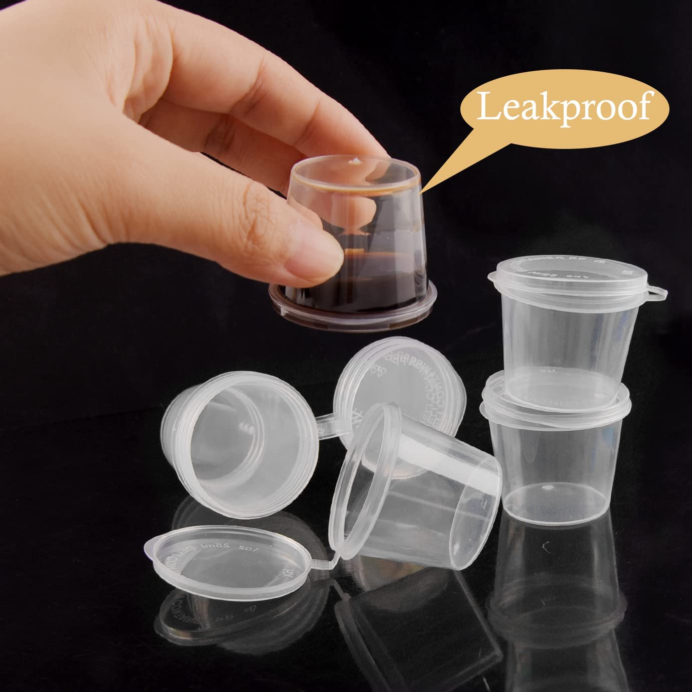 Petits Récipients De 28,3 G Avec Couvercles, Pots En Plastique De 25 Ml Pour Sauces, Sauces, Salades
