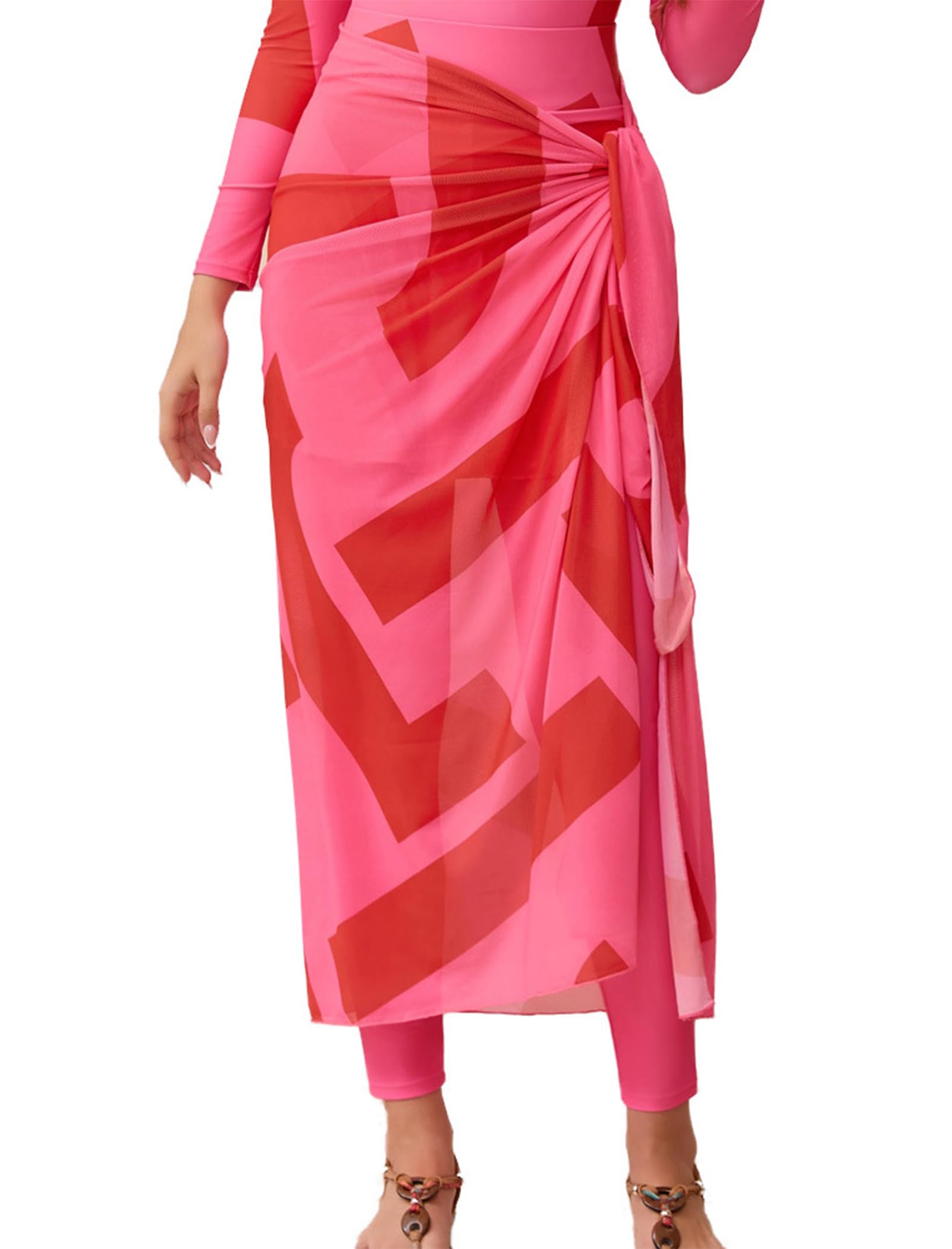 IDOPIP Maillot de bain burkini musulman pour femme - Maillot de bain modeste islamique avec jupe de plage + paréo cache-maillot + pantalon 4 pièces