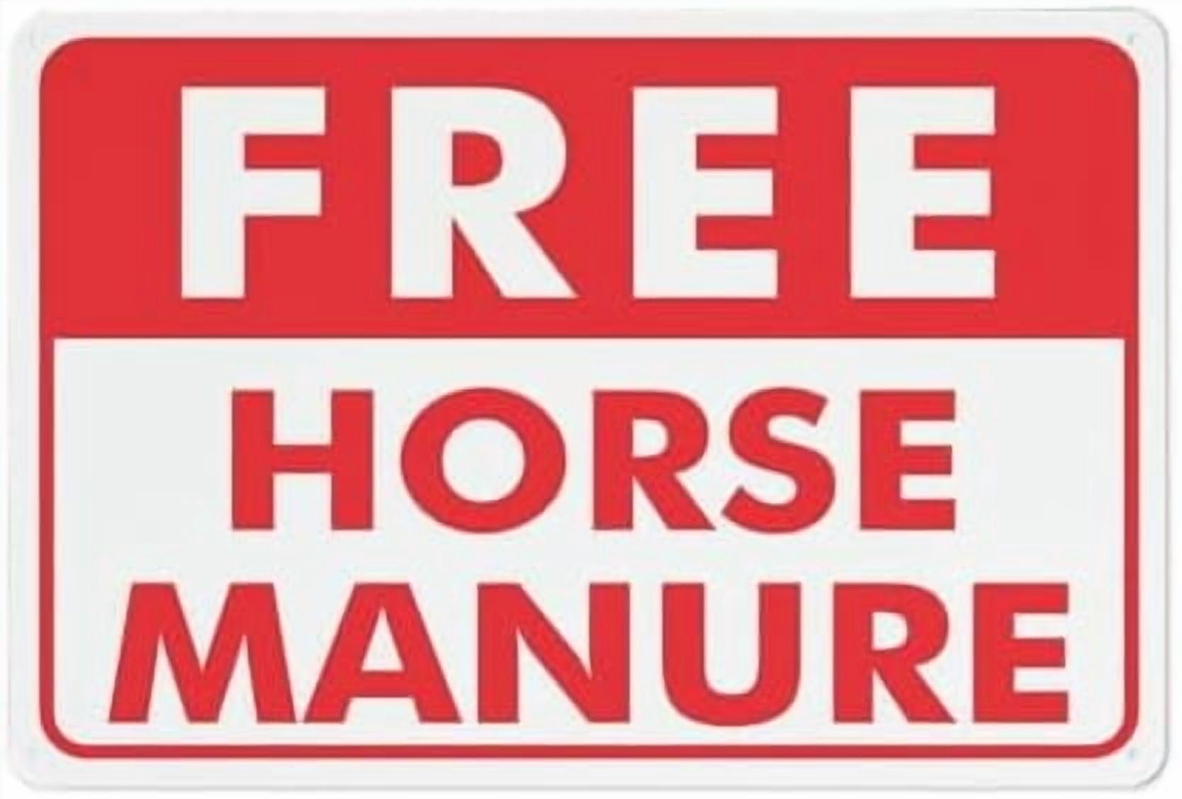 (2-Pack) Metal Tin Sign Free Horse Manure Sign Warning Sign Home Kitchen Farm Garden Garage Wall Decor 12X8 Inch