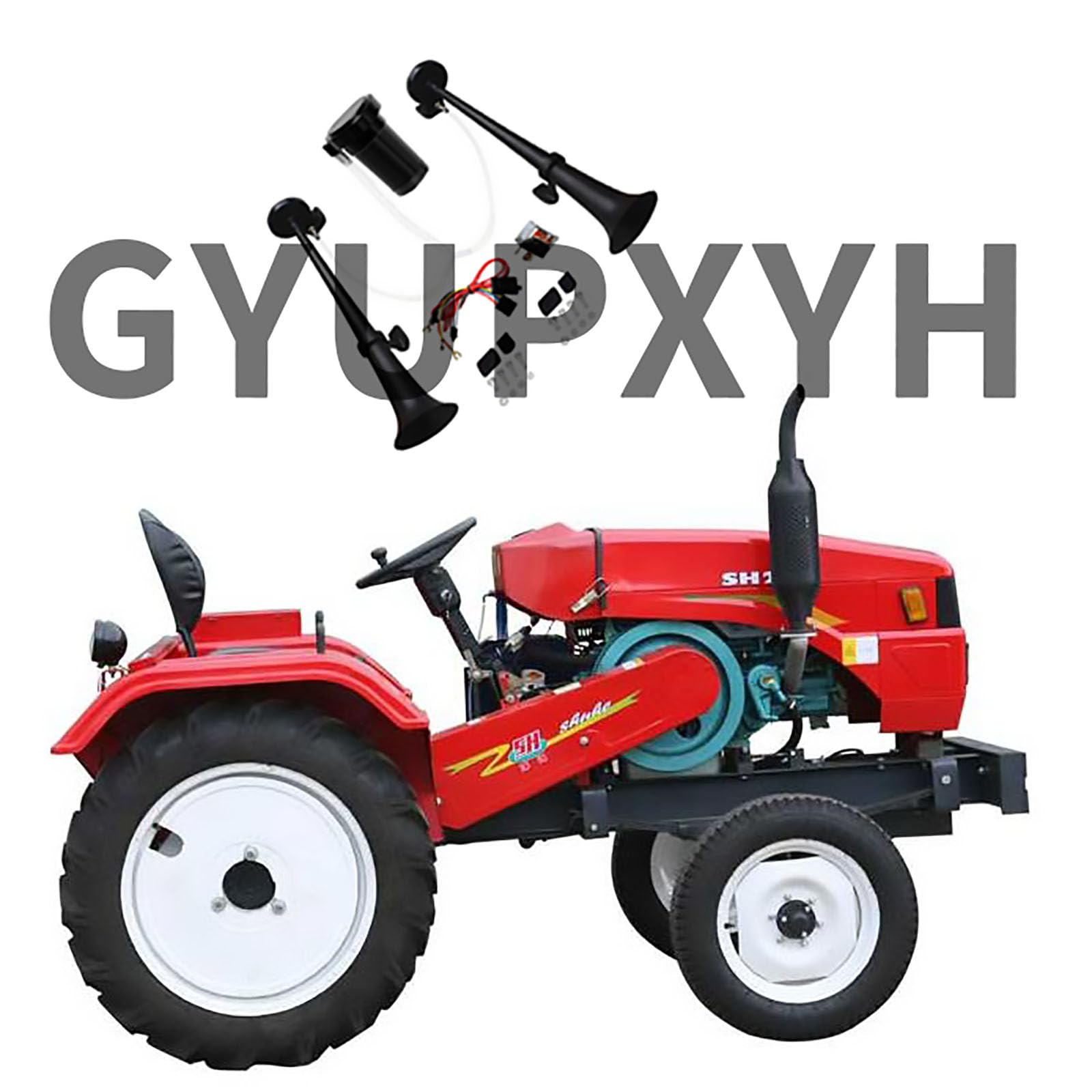 Kit Klaxon à Air Tracteur GYUPXYH - 2 Trompettes Pour Voiture, Camion, Moto (Sans Compresseur)