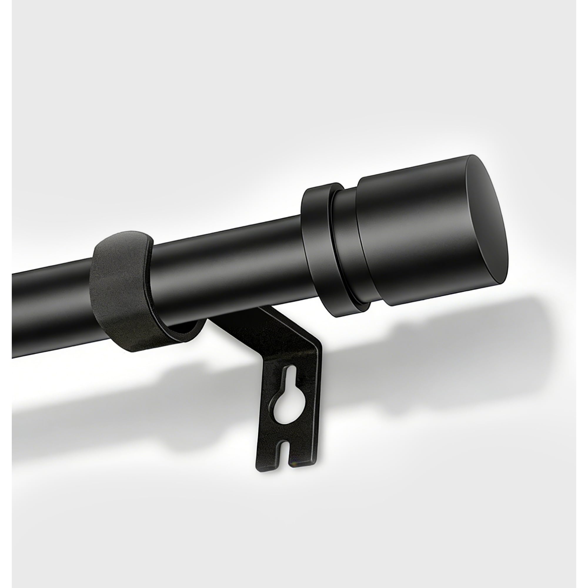 Poskena Door Curtain Pole 67-227cm, 16mm Black Extendable Curtain Poles