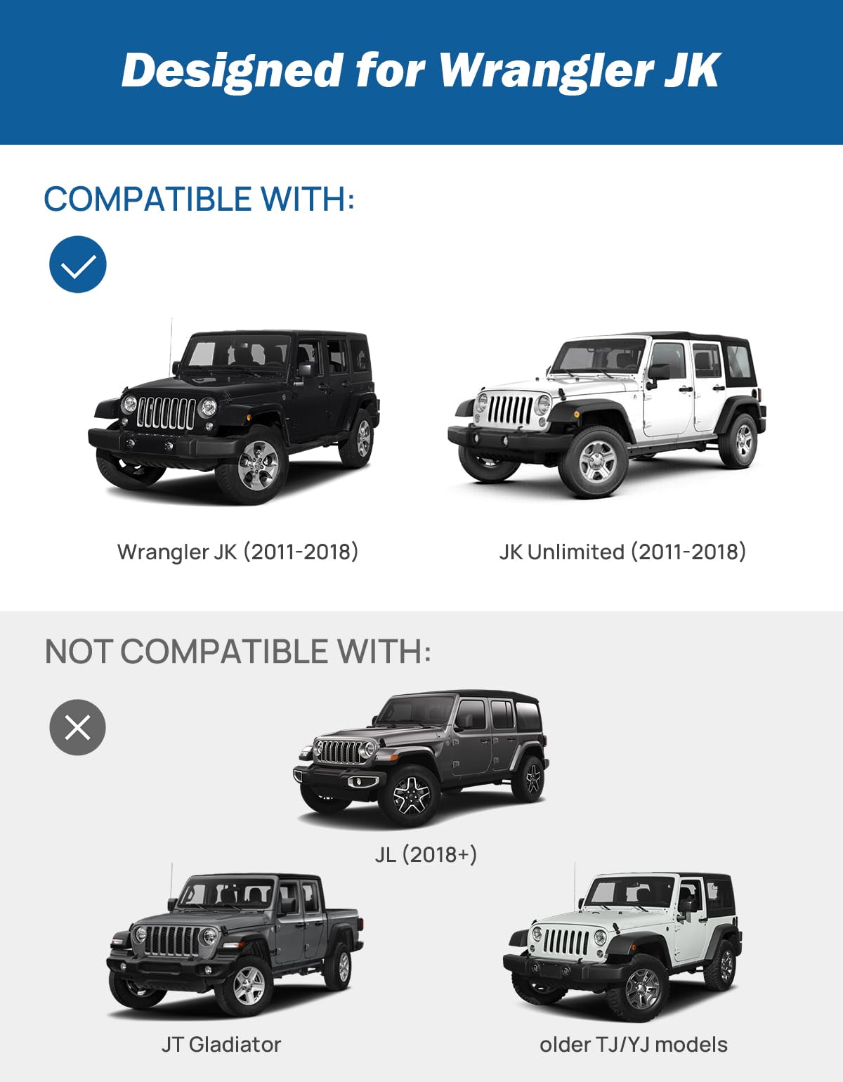 JOYTUTUS Supporto per telefono in metallo compatibile con Wrangler JK 2007-2018 (non compatibile con Wrangler JL 2018) | Piattaforma di espansione per supporto telefono su misura | Clip regolabile con