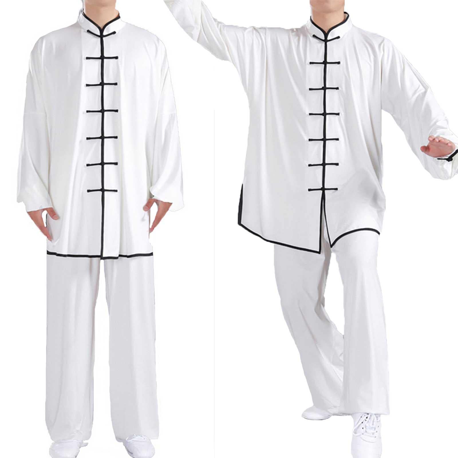 Tai Chi jednolite mężczyźni kobiety sztuki walki zestawy odzieżowe chińskie tradycyjne Kung Fu Wing Chun odzież Taekwondo odzież treningowa, biały czarny-XS