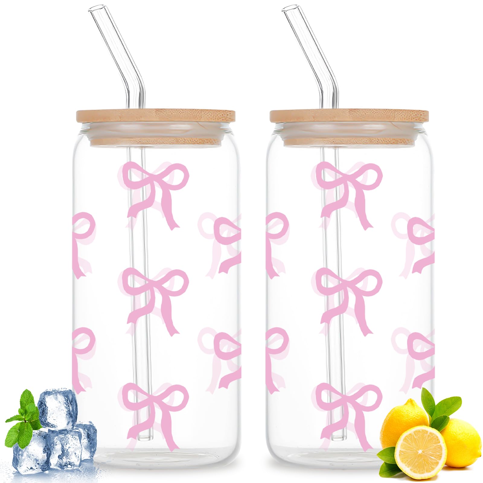 Verres Avec Couvercle Et Paille, Set De 12 Verre Canette Réutilisables