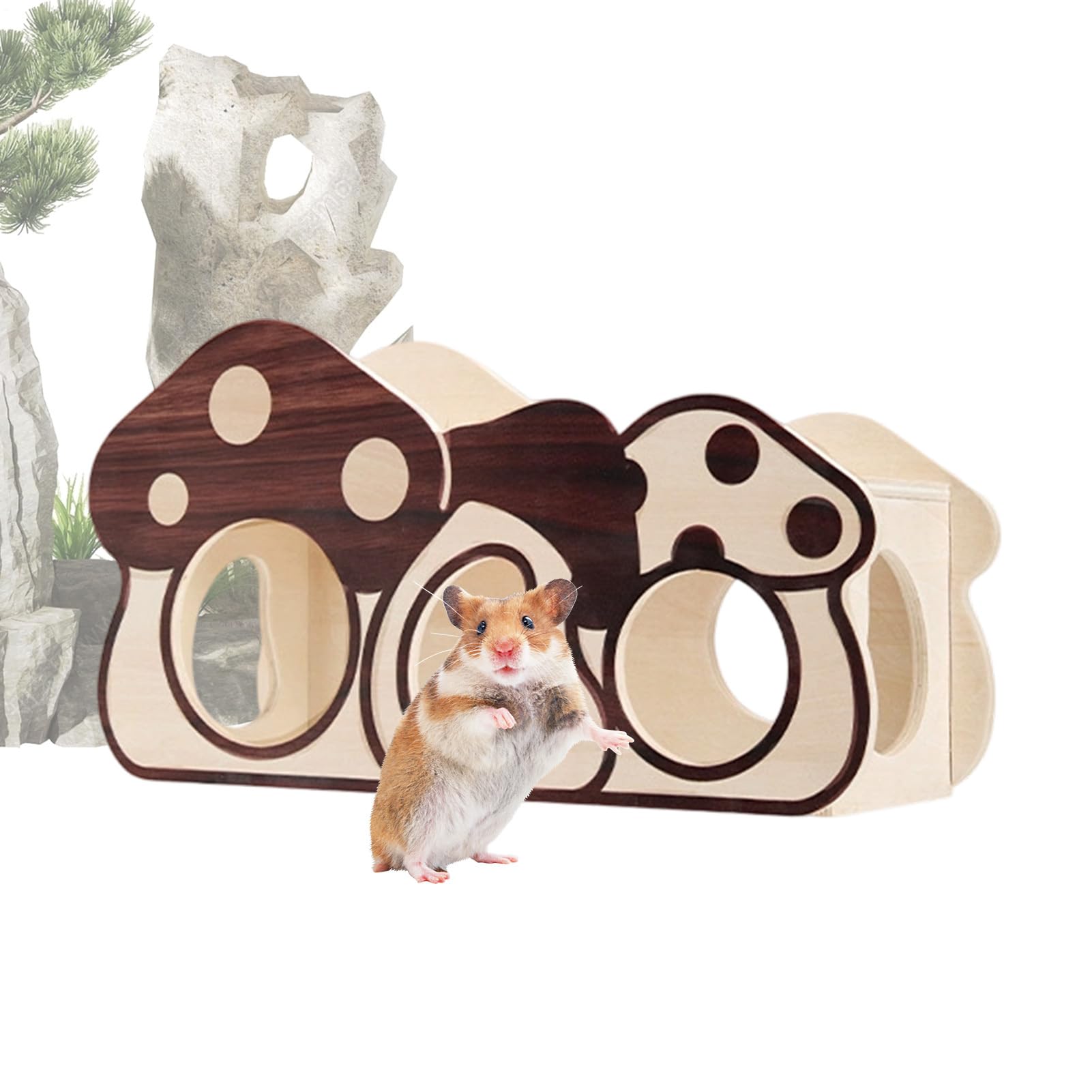 Cabane en bois pour hamster en forme de champignon pour rongeur