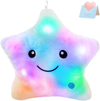 WEWILL 13 Creative Twinkle Star Glowing LED Night Light Plush Pillows Light up Stuffed Animal Toys BIrthday Christmas Holiday Gifts for Kids