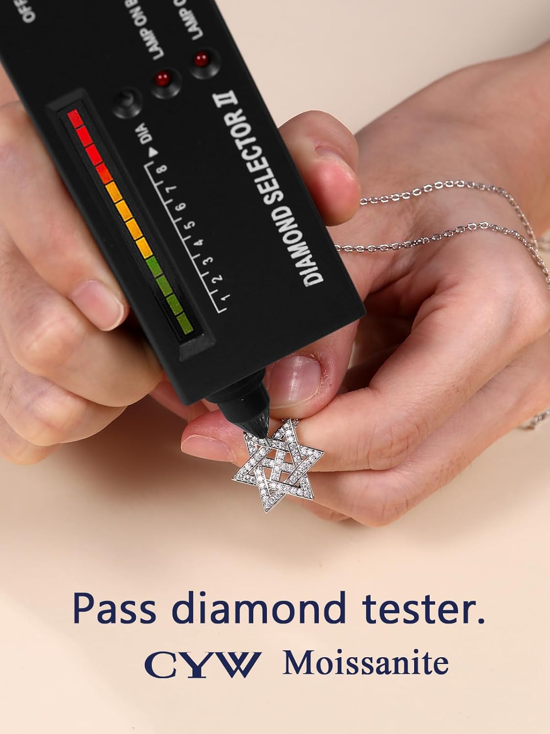 CYW Moissanite Jewish Star of David Pendant Necklace for Women, Really Authentic Solid 925 Sterling Silver, Israel Necklace - Image 3