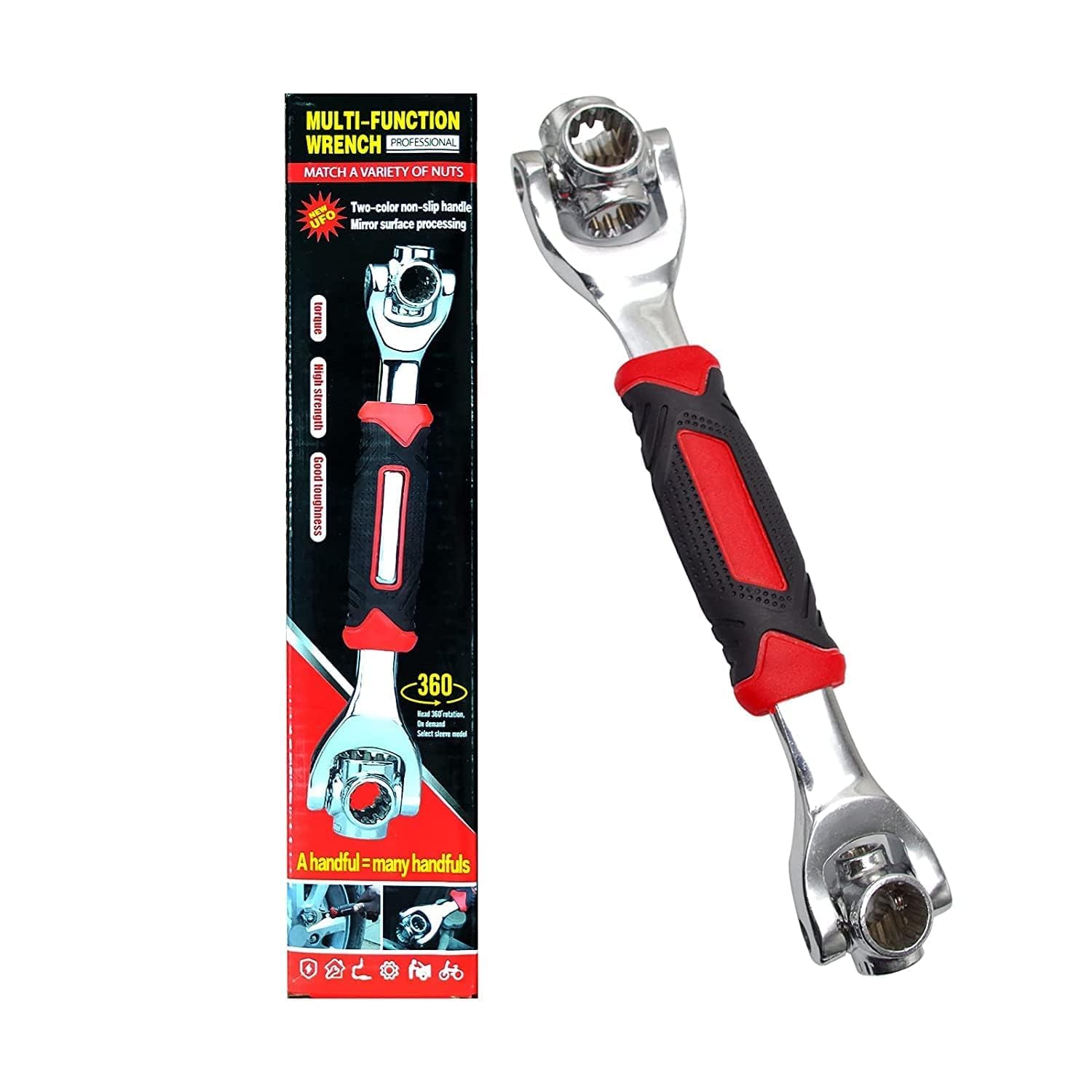 DINACO Tiger wrench 48 in 1 Swivel Head Multi Tool Spanne Tools Socket Works with Spline Bolts Multifunction PassTorx 360 Degree 6-Point Universal Furniture Car Repair, Hex end (black) (Tiger Wrench) (B0C8B7S6SN) Amazon Price History, Amazon Price Tracker