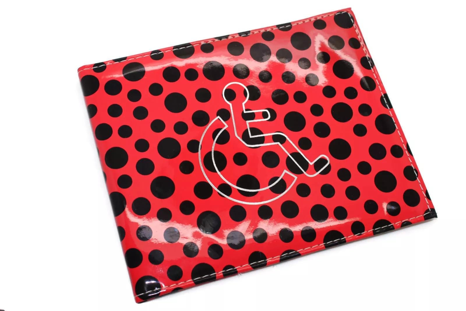 Glamified Maroon Polka Dot Soft PU Leather Disabled Badge Wallet Holder by Glamified, 2-Pack, Holds Blue Badges & Time Displays, Disabled Parking Accessibility