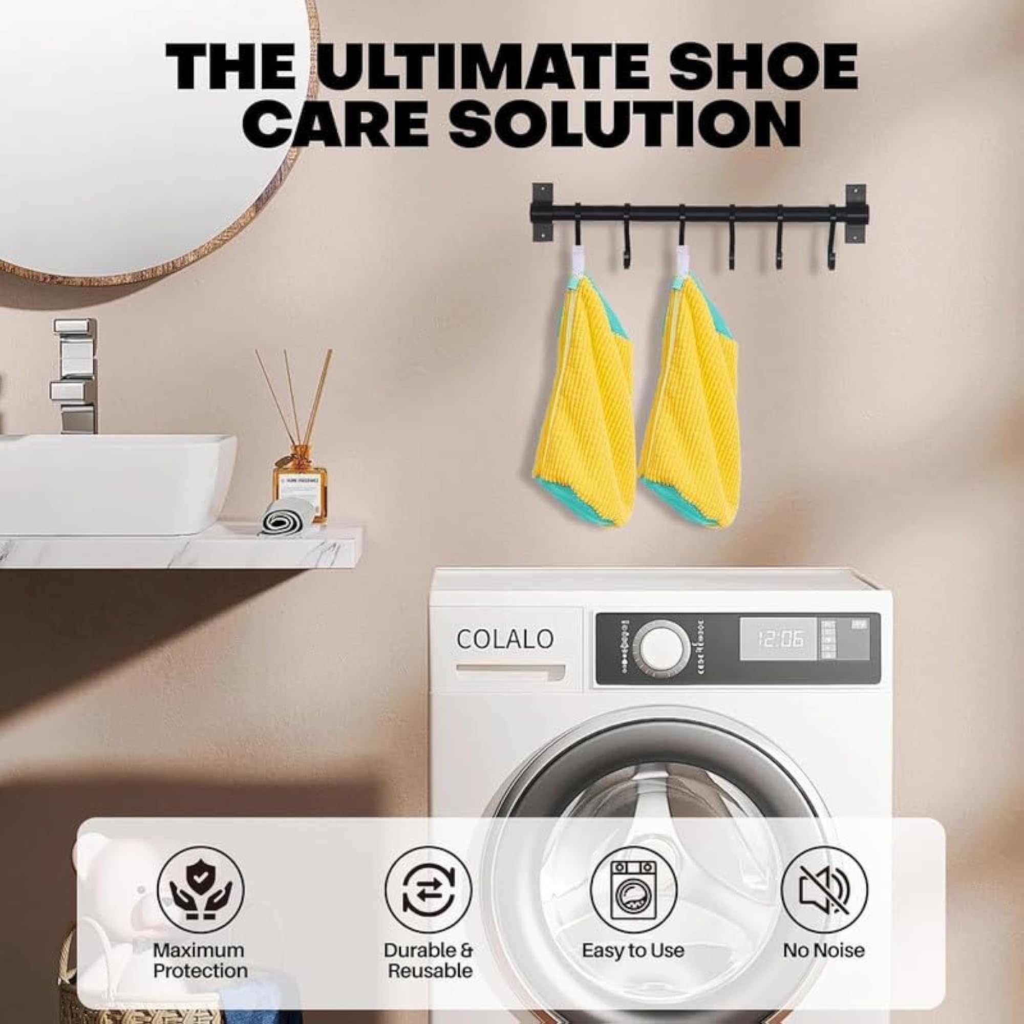 Shoe Washing Machine Bag, Reusable Zip Laundry Pouch for Sneakers