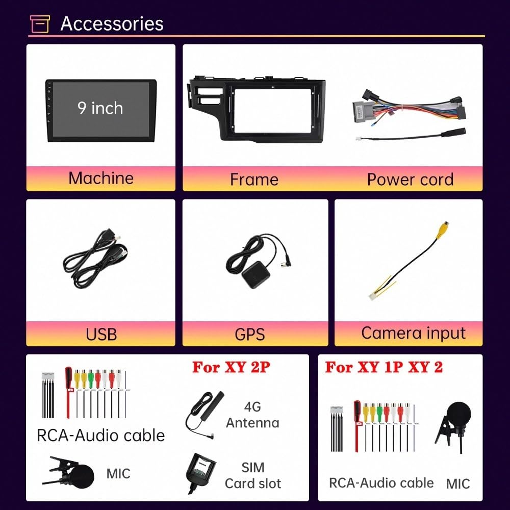 Radio Macchina Touch Screen per Honda Jazz 3 2015-2020 Wireless Carplay Android Auto Stereo Auto Bluetooth Ips con Pantalla Táctil con Gps, 4 Nucleo 1G+32G