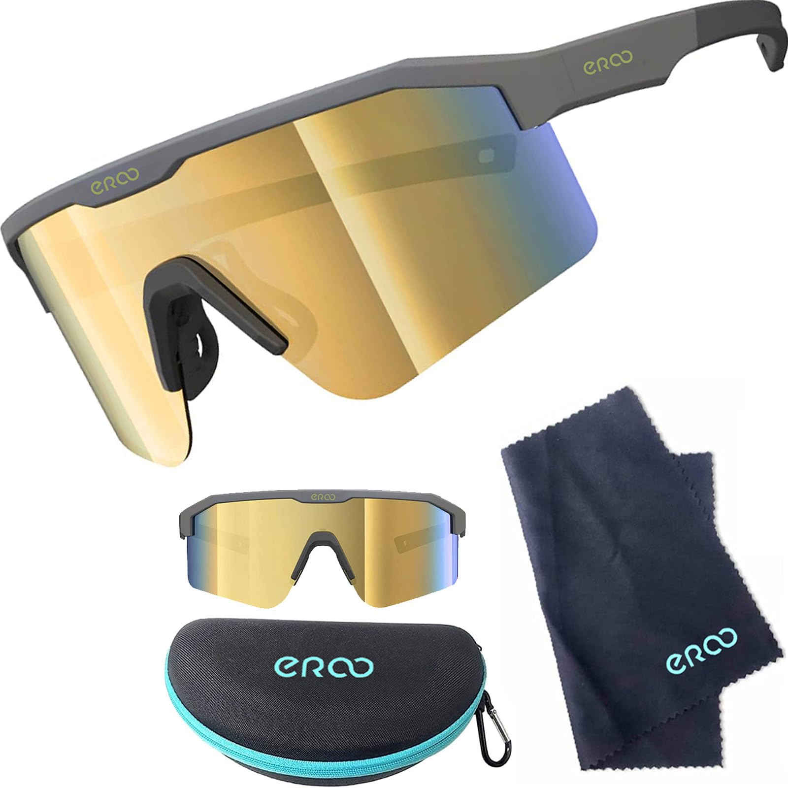 EAZYRUN Gafas de sol polarizadas HD para mujeres y hombres, para correr, ciclismo, pesca, conducción y al aire libre, F24f gris mate/dorado R, Medium
