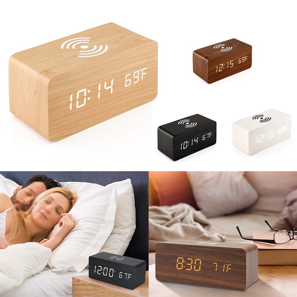SPORTARC Réveil sans fil avec affichage LED à intensité variable – Double réveil silencieux avec chargeur USB