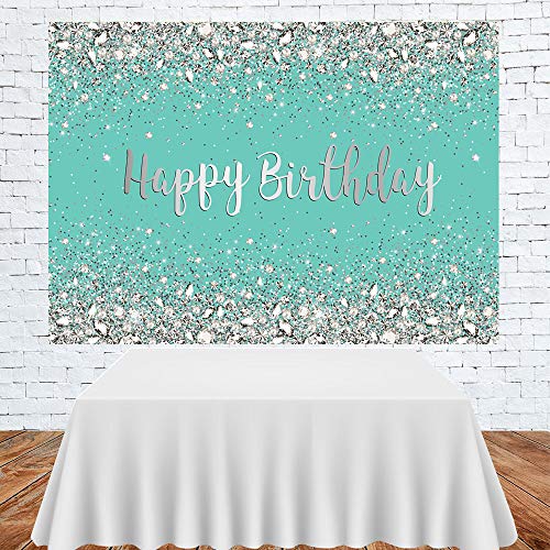 Breakfast Blue And Sliver Birthday Photography Backdrop Sweet 16Th 21St Shiny Diamonds Background Girls Adult Women Happy Birthday Party Decorations Cake Table Banner Photo Booth Props 7X5Ft #TOP2