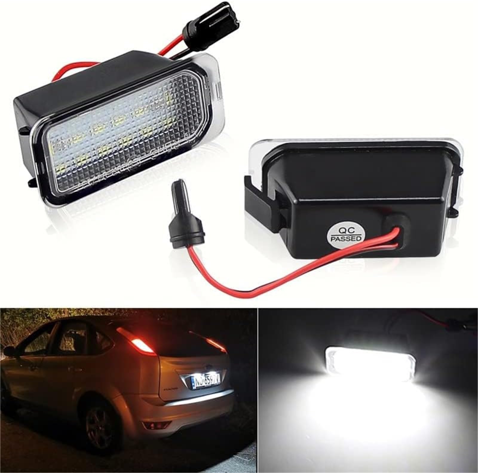 Lot de 2 lampes d'éclairage de plaque d'immatriculation for Ford Ranger, Grand CMax, SMAX, BMax, Focus, 2 et 3, Fiesta, 6 et 7, Kuga, 1 et 2, Mondeo, 4 et 5 Éclairage de plaque d'immatriculati