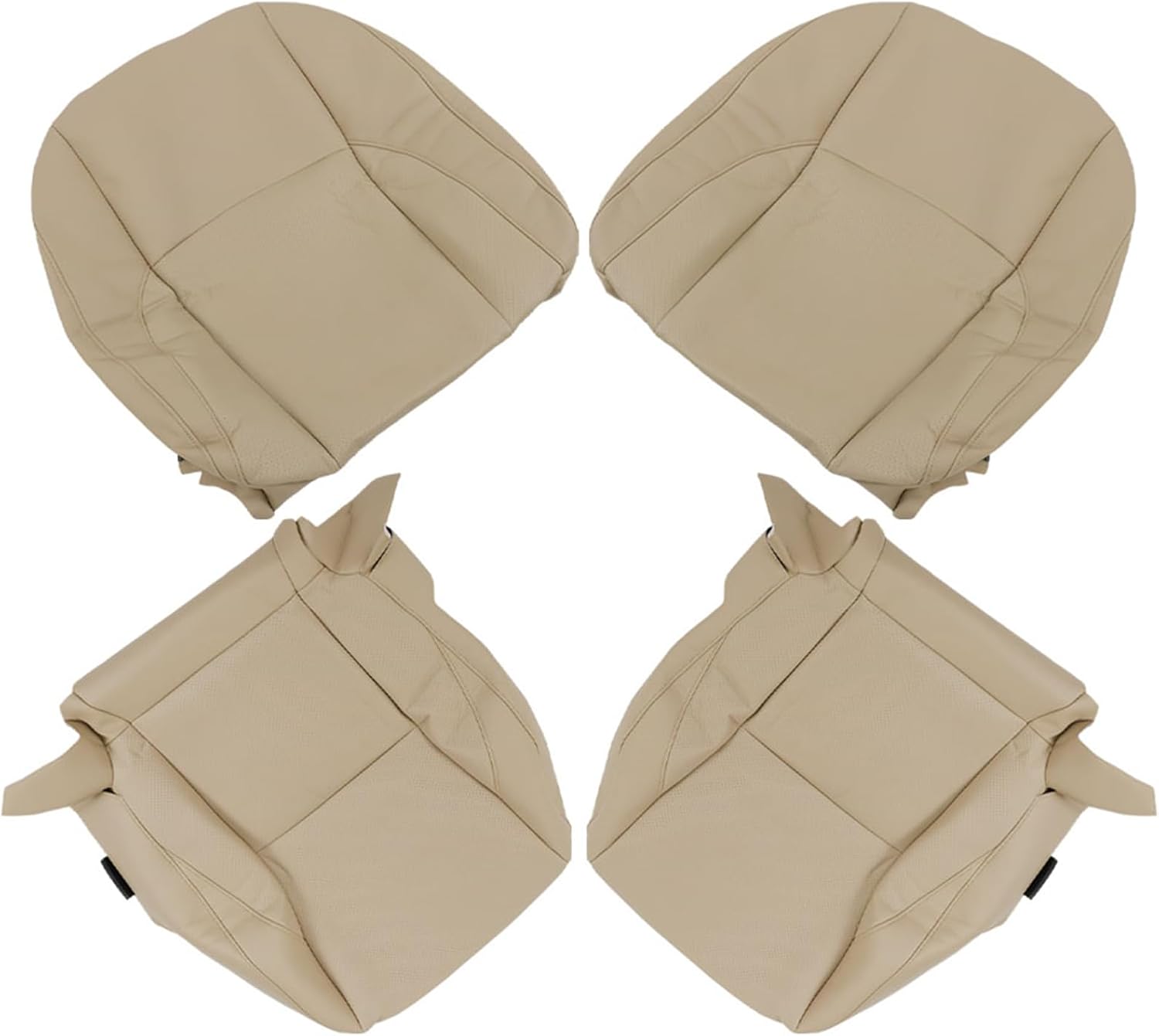 labwork Front Driver and Passenger Side Bottom and Top Lean Back Tan Artificial Leather Perforated Seat Cover Replacement for Lexus ES350 2007-2012