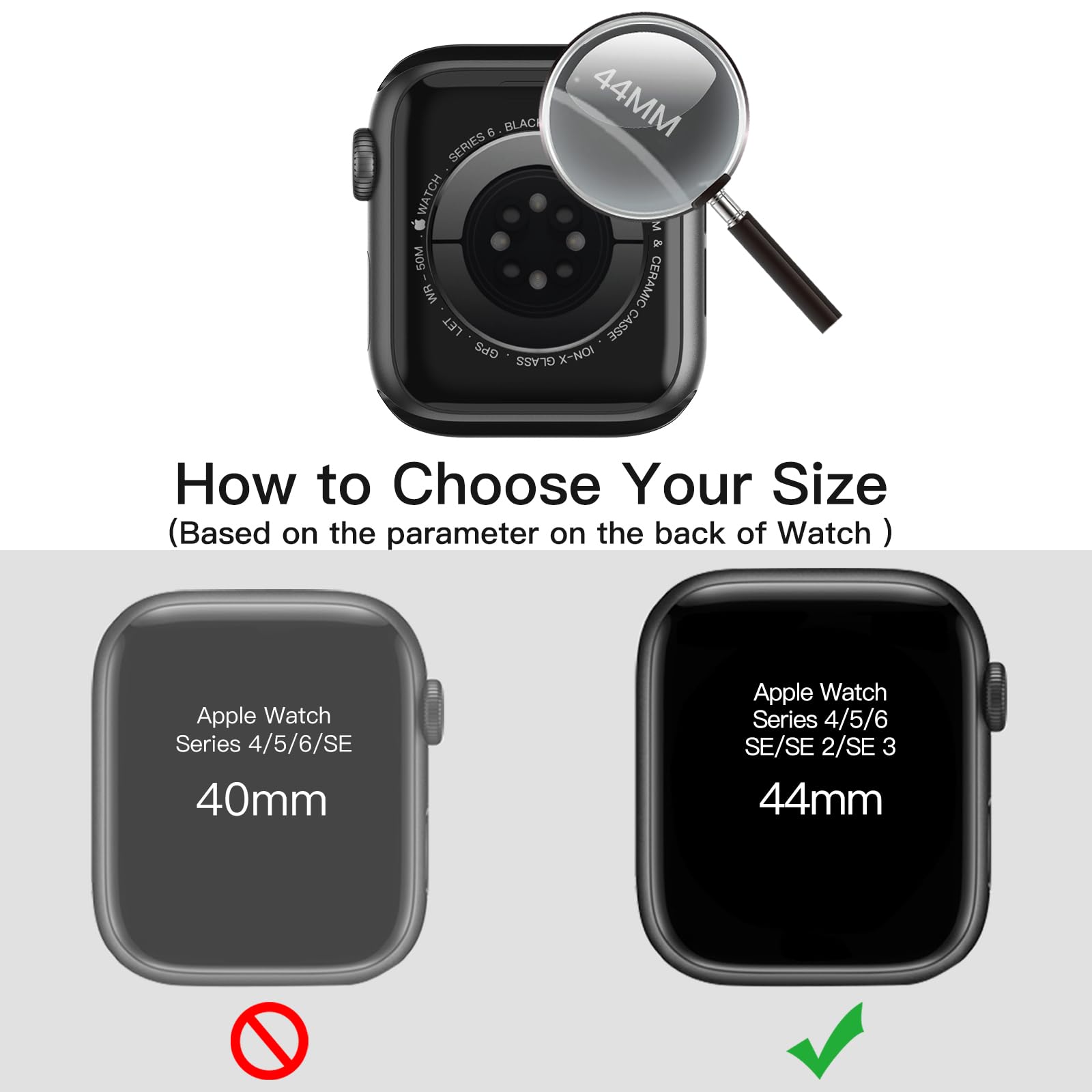 JETech Cover con Pellicola Protettiva per Apple Watch SE 3/2/1 (2025/2022/2020) / Series 6 5 4 44mm, Custodia Protettiva Complessiva, Pellicola Integrata in Vetro Temperato, 2 Pezzi (Nero)