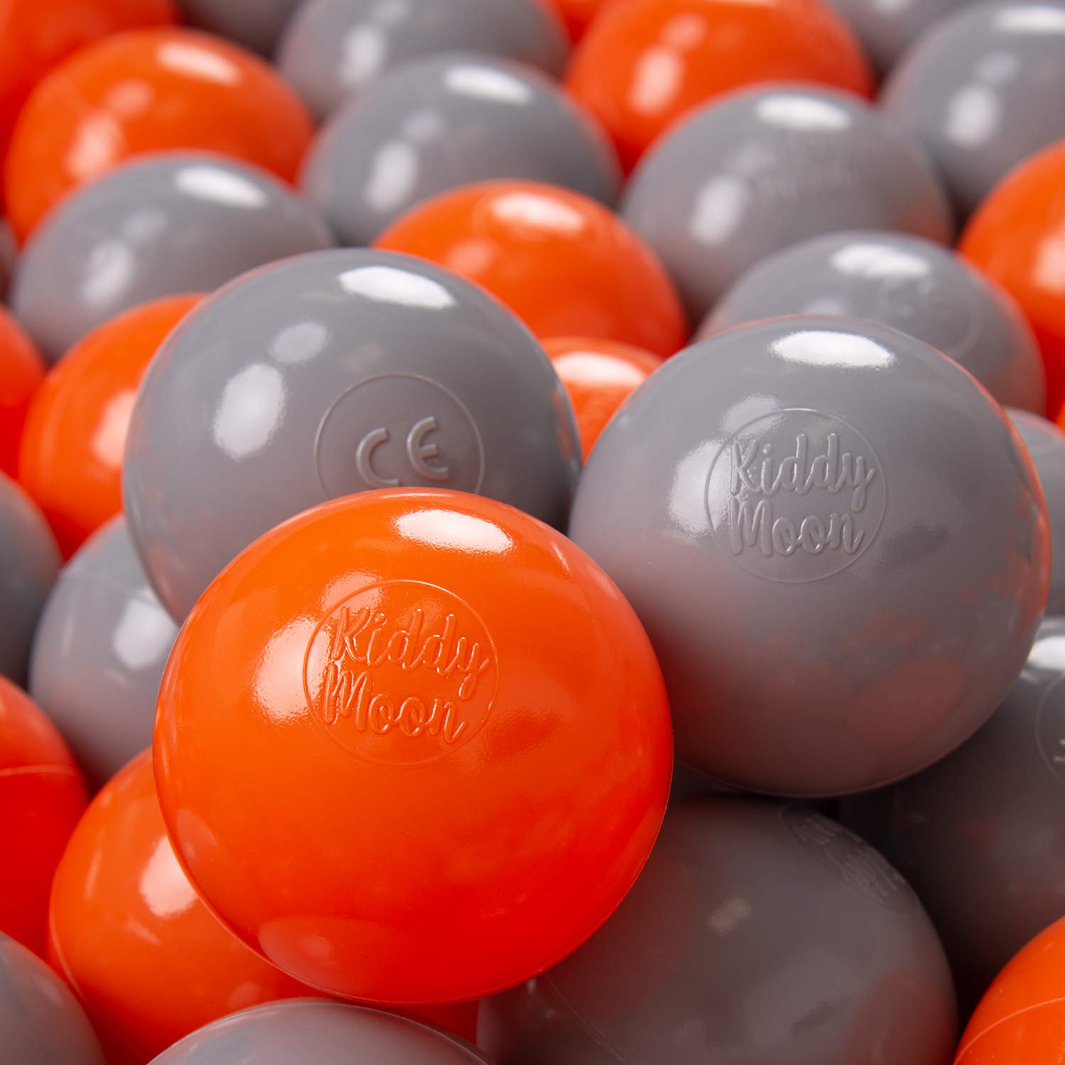 KiddyMoon Soft Plastic Play Balls 50 Balls/7Cm-2.75In Multi-Colour Made In EU, Orange/Grey โ image 1